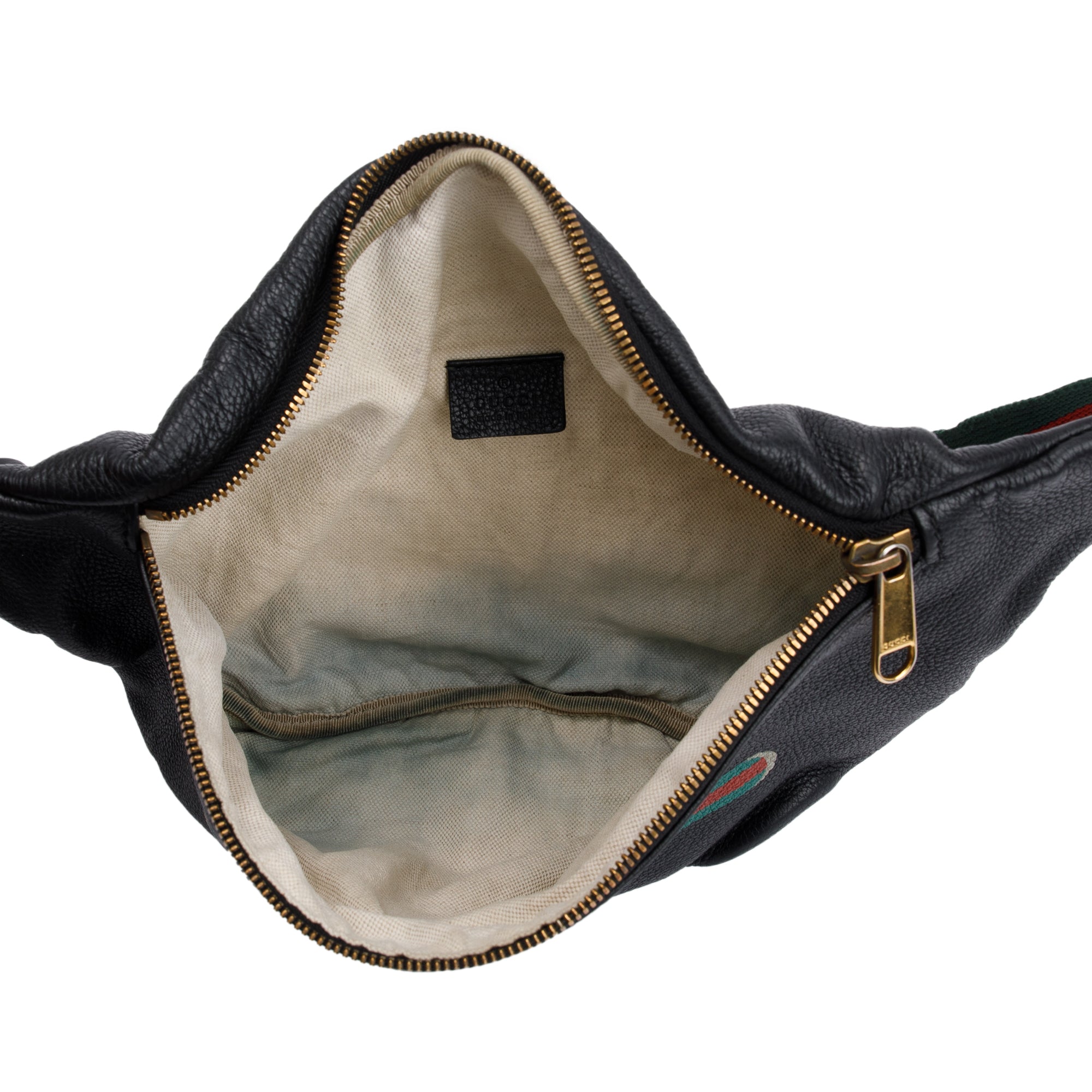 Gucci Black Logo Print Leather Large Belt Bag