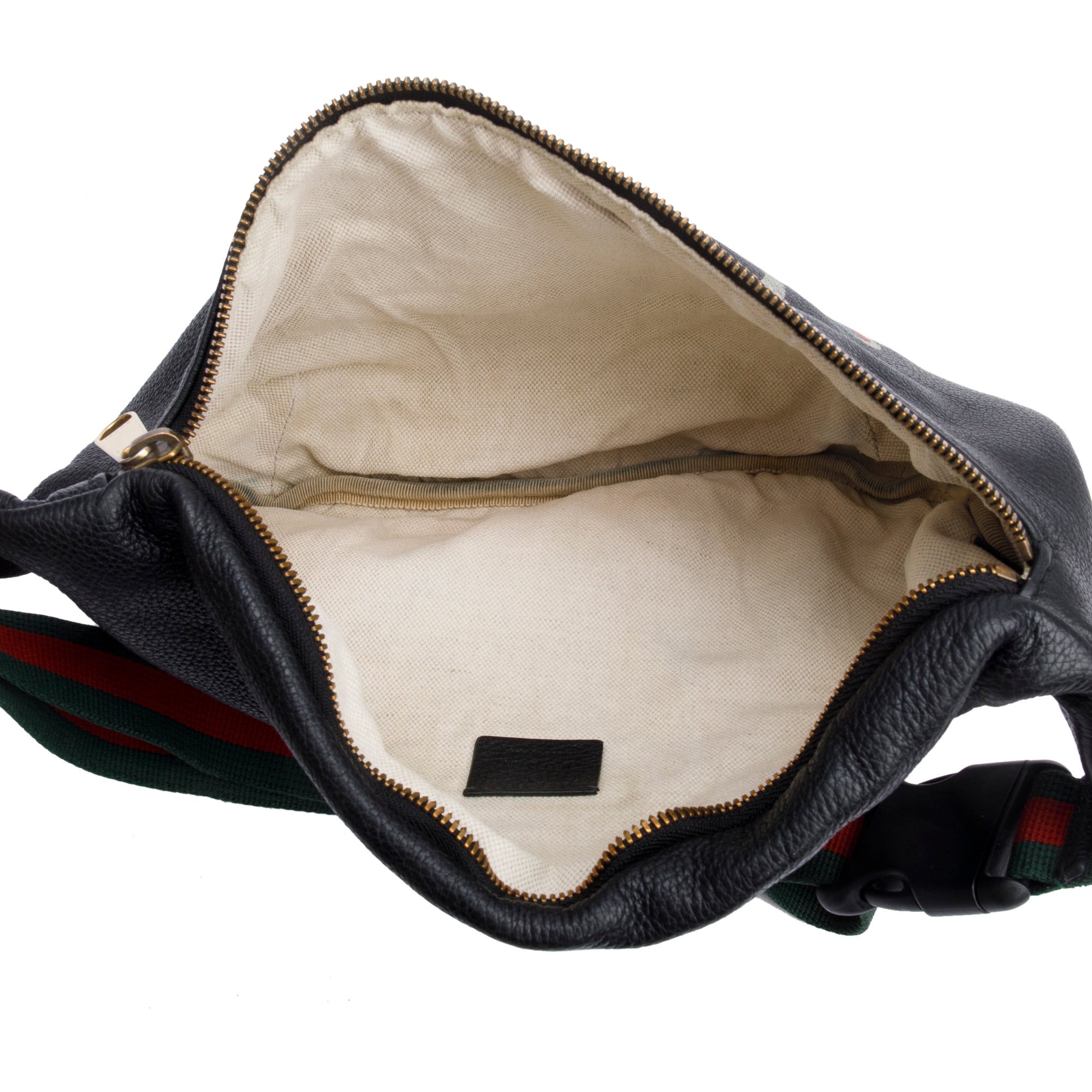 Gucci Black Logo Print Leather Large Belt Bag