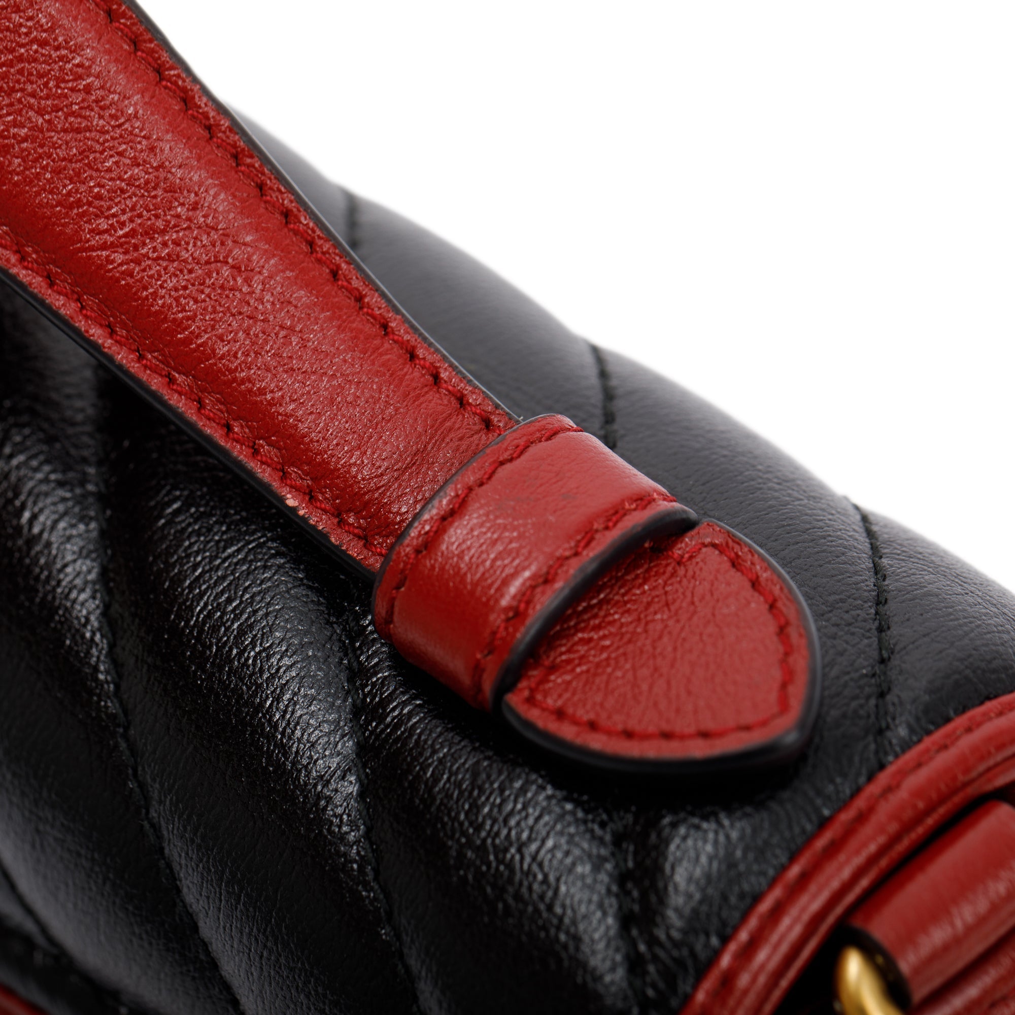 Gucci Black Matelasse Diagonal Mini Torchon GG Marmont Top Handle Bag w/ Strap