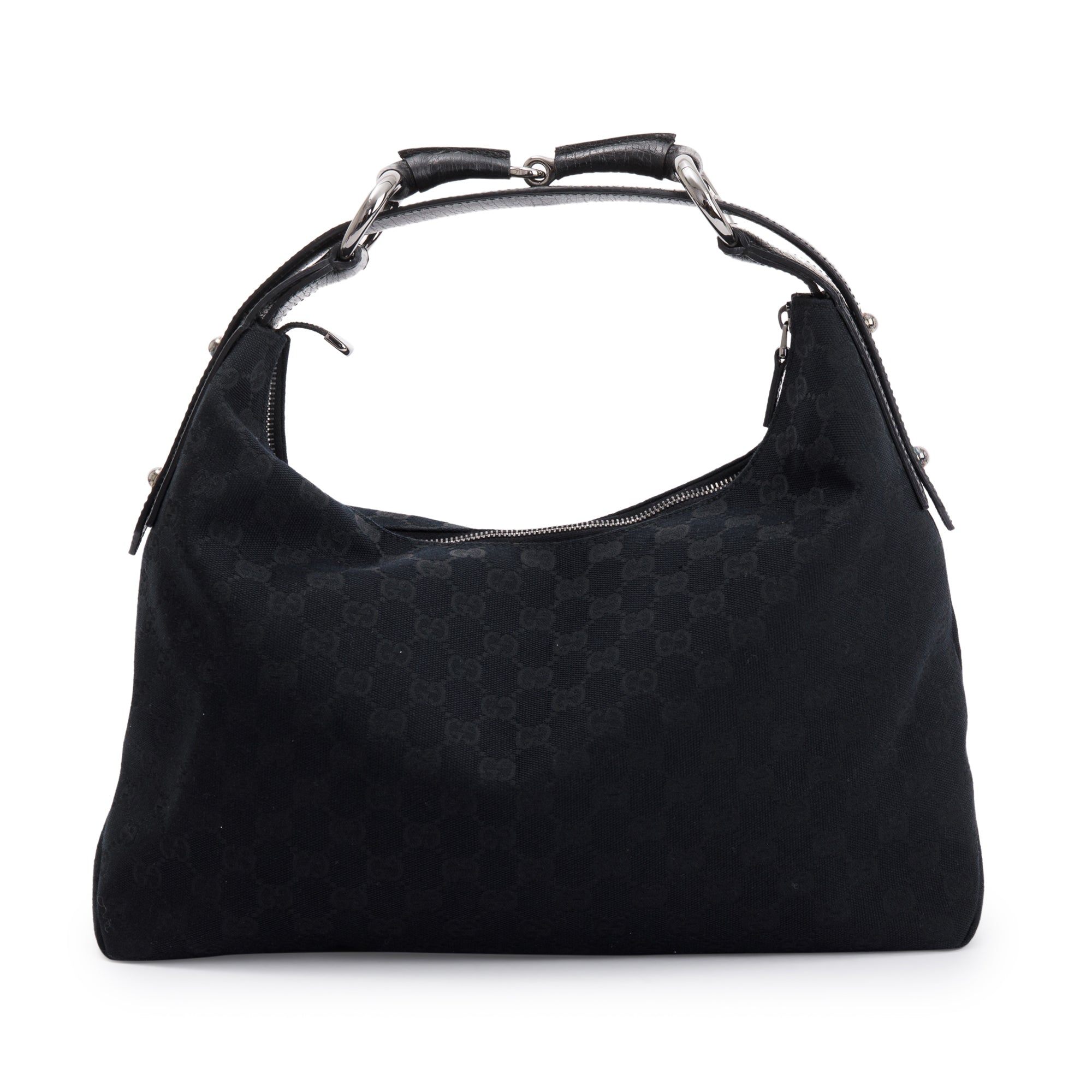 Gucci Black Medium GG Canvas Horsebit Hobo