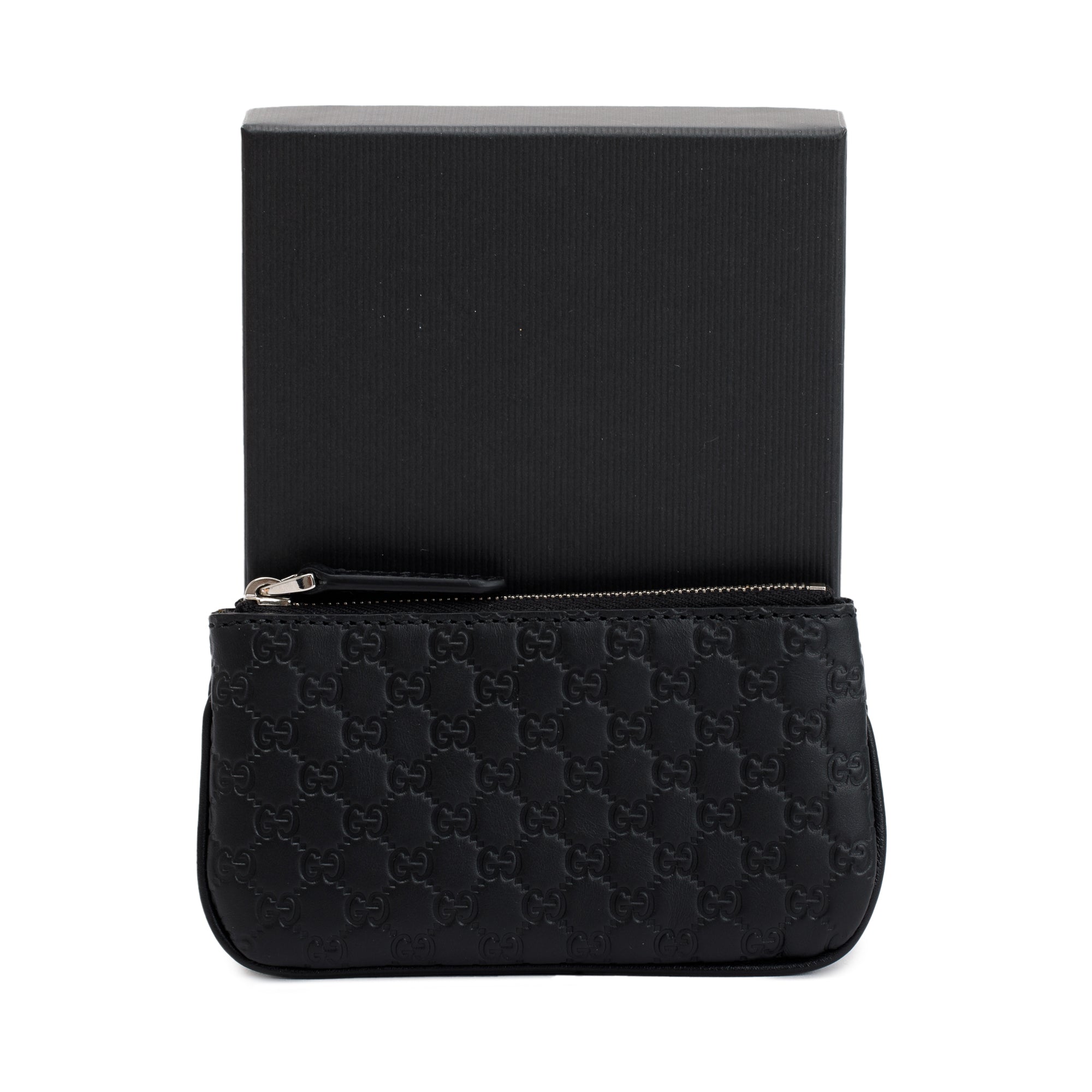 Gucci Black Microguccissima Leather Key Pouch w/ Box