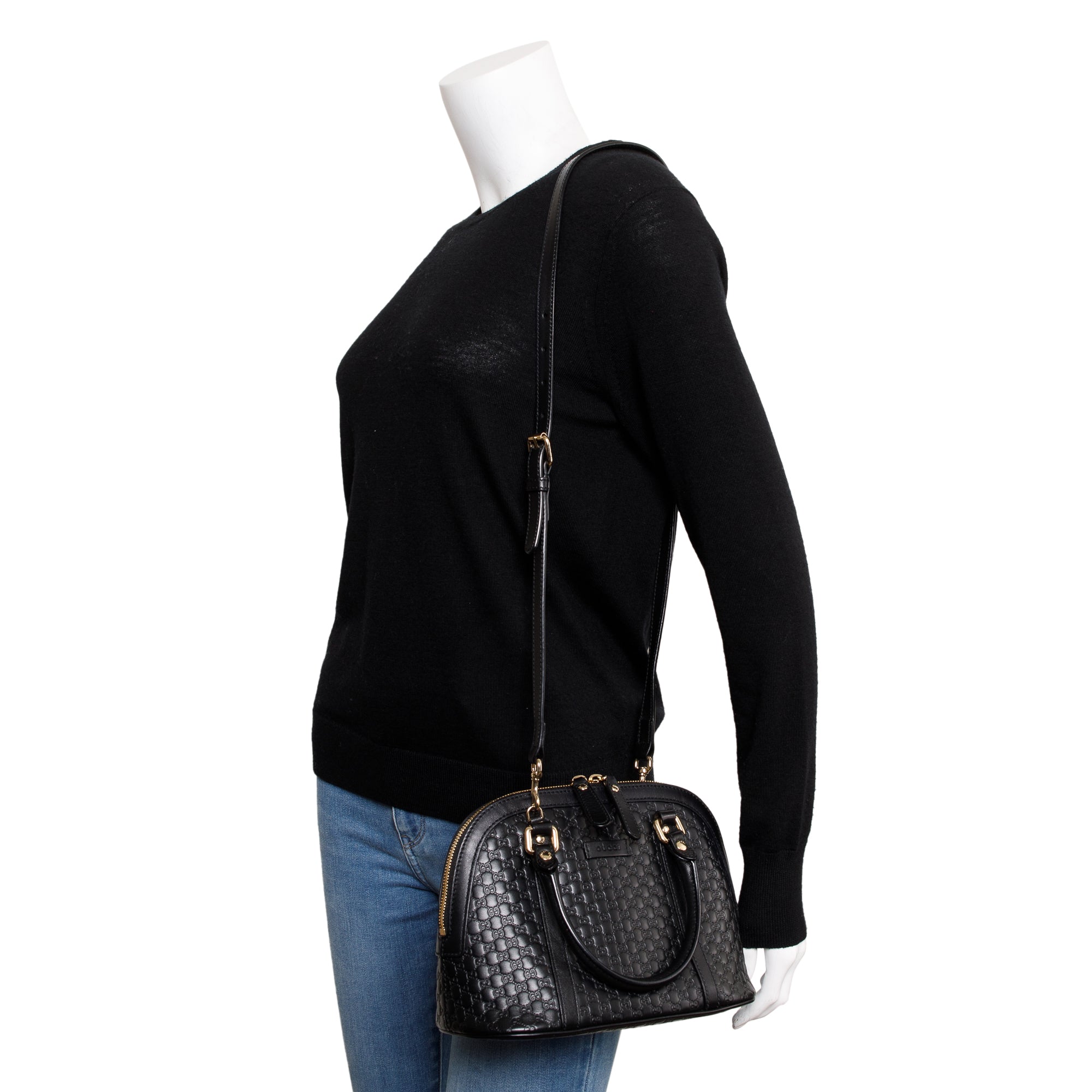 Gucci Black Microguccissima Leather Mini Dome Crossbody w/ Strap