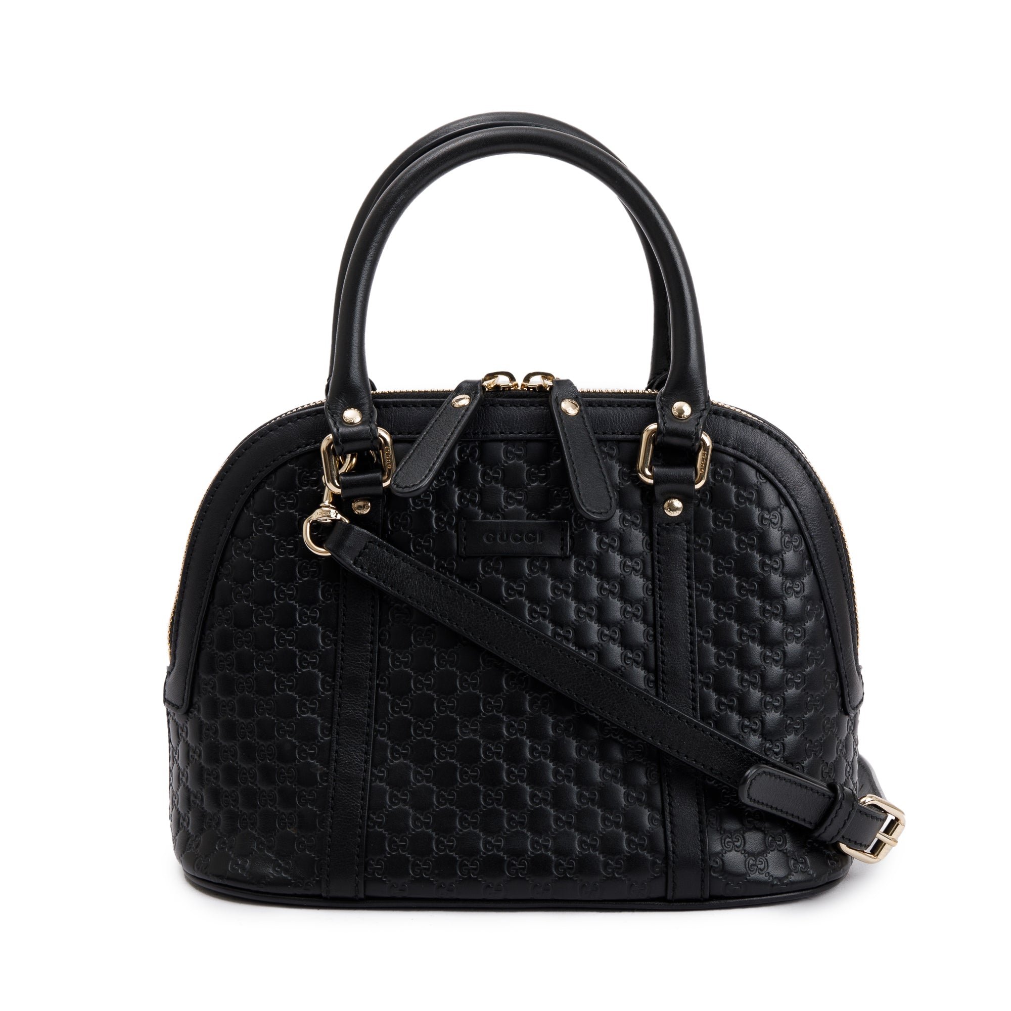 Gucci Black Microguccissima Leather Mini Dome Crossbody w/ Strap