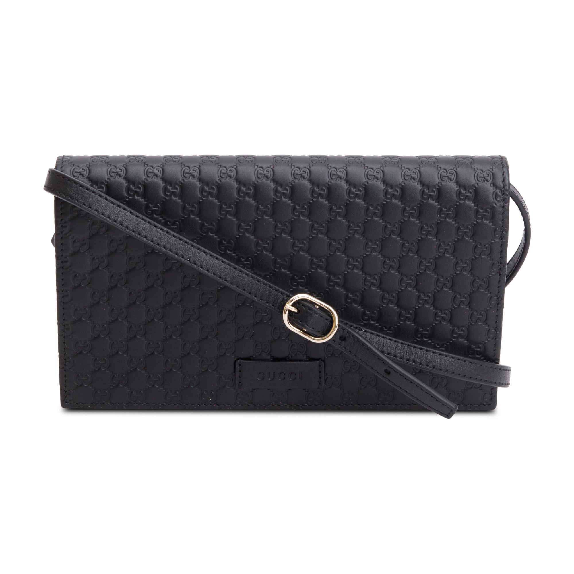 Gucci Black Microguccissima Leather Wallet on Strap