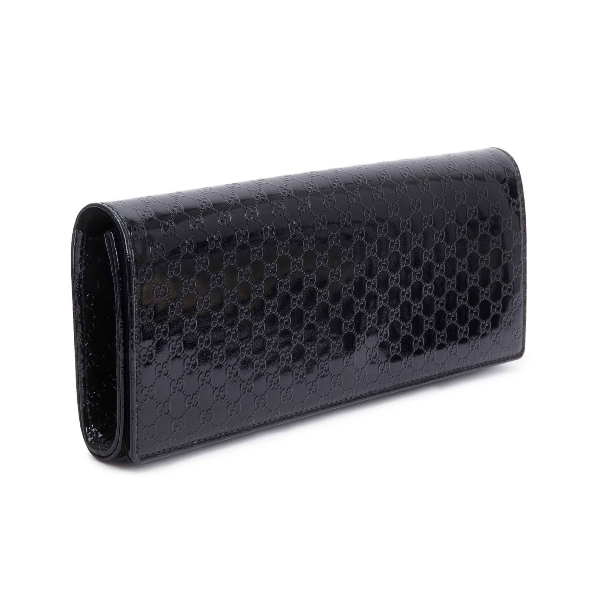 Gucci Black Microguccissima Patent Leather Broadway Clutch