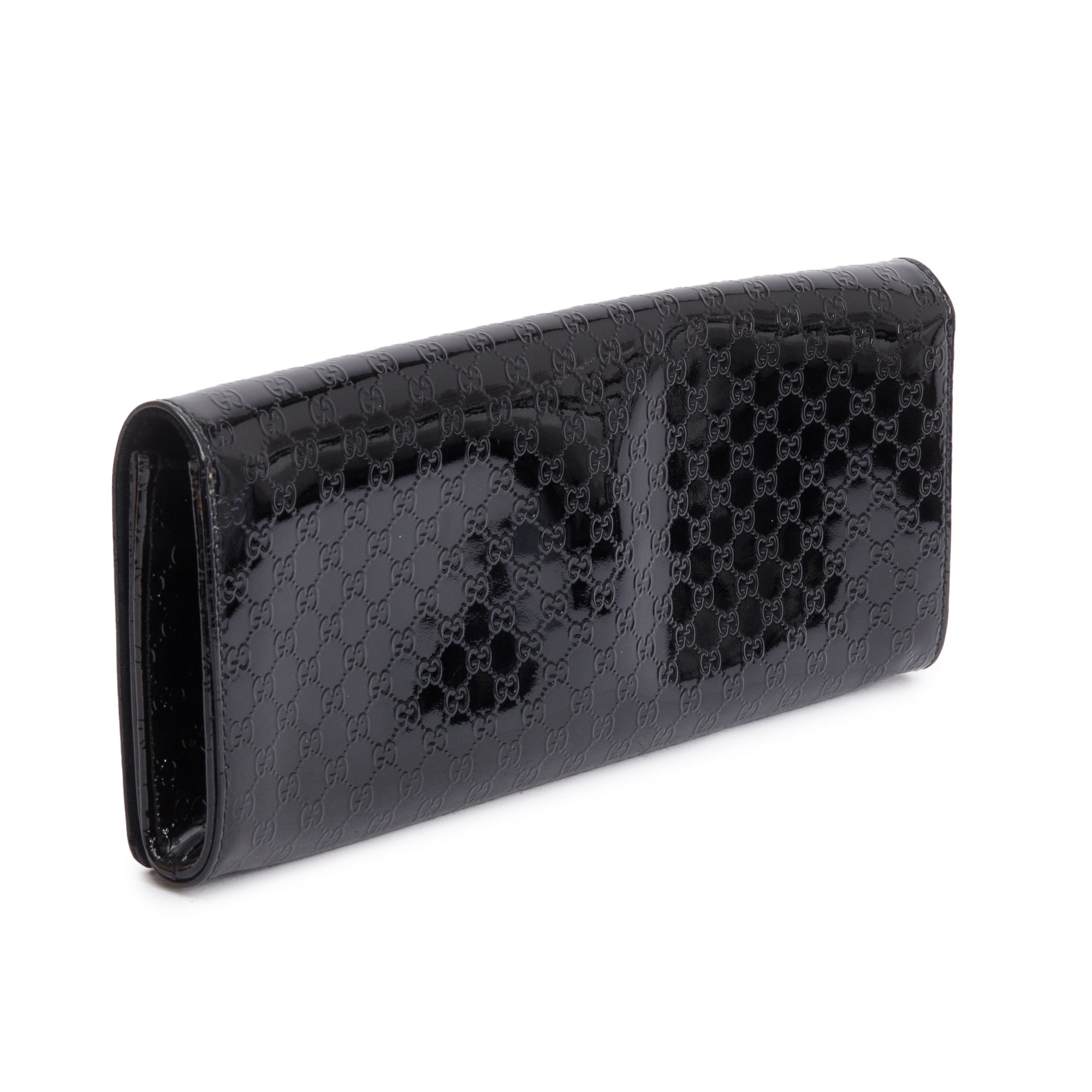 Gucci Black Microguccissima Patent Leather Broadway Clutch