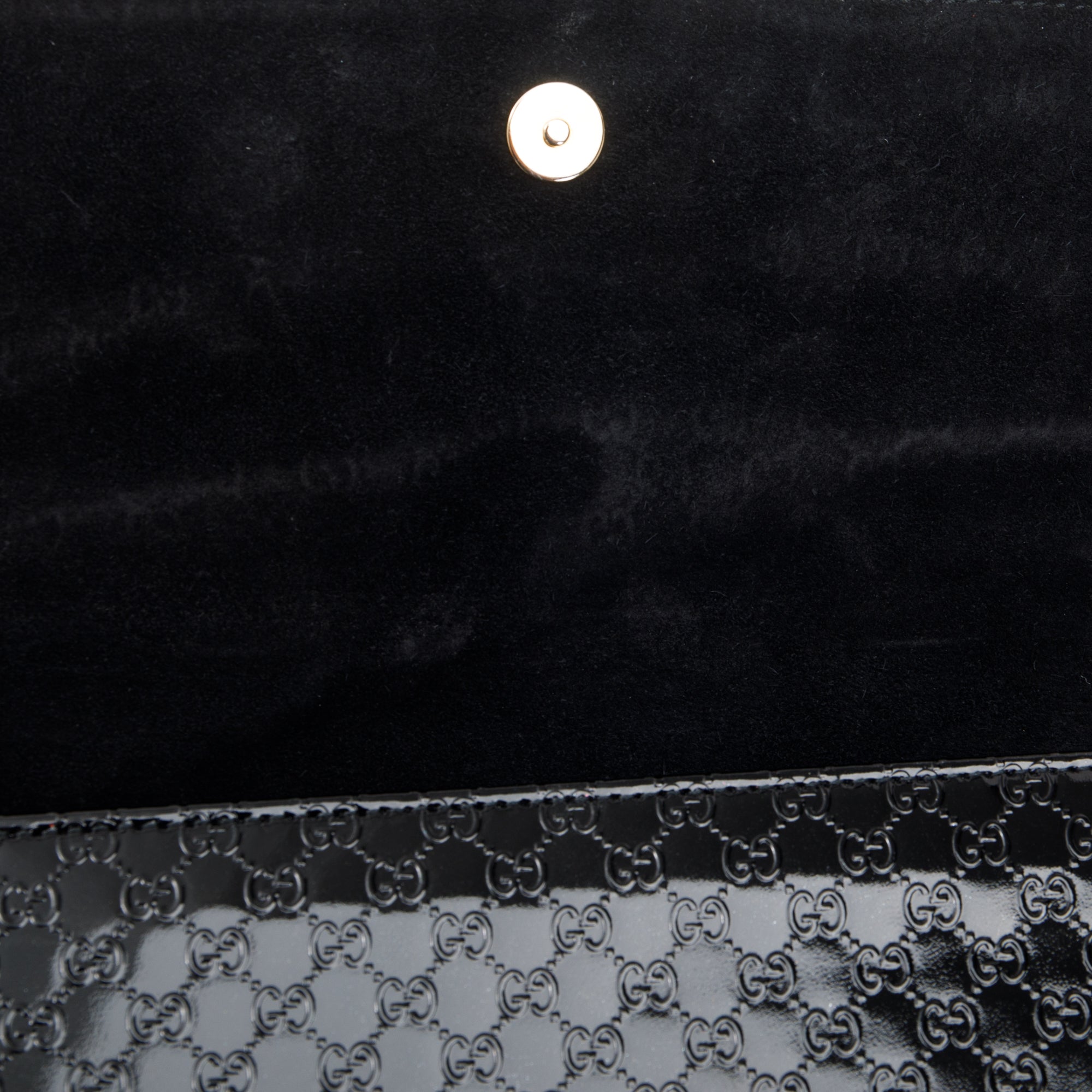 Gucci Black Microguccissima Patent Leather Broadway Clutch
