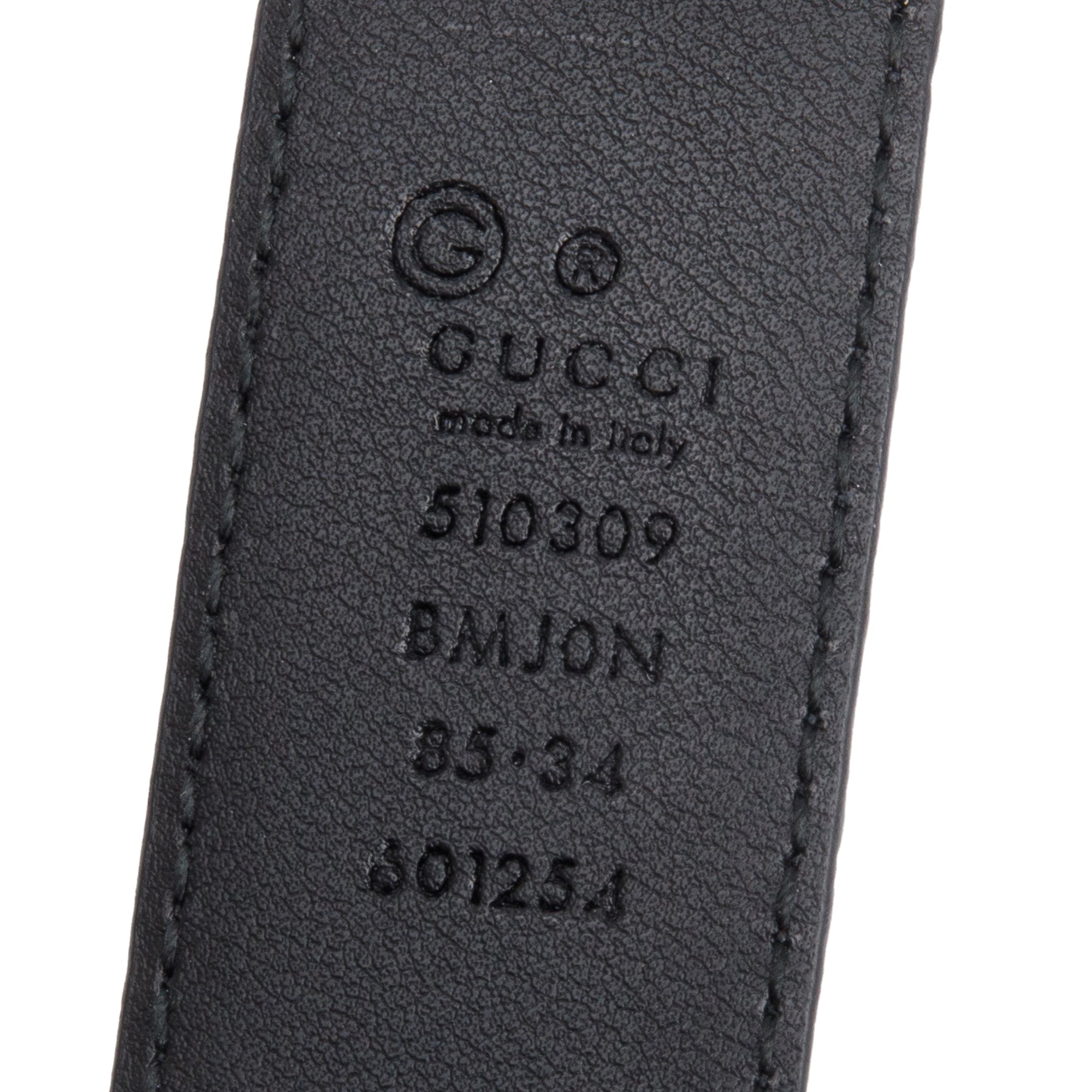 Gucci Black Microsguccissima Leather Tang Buckle 30 MM Belt 85 34