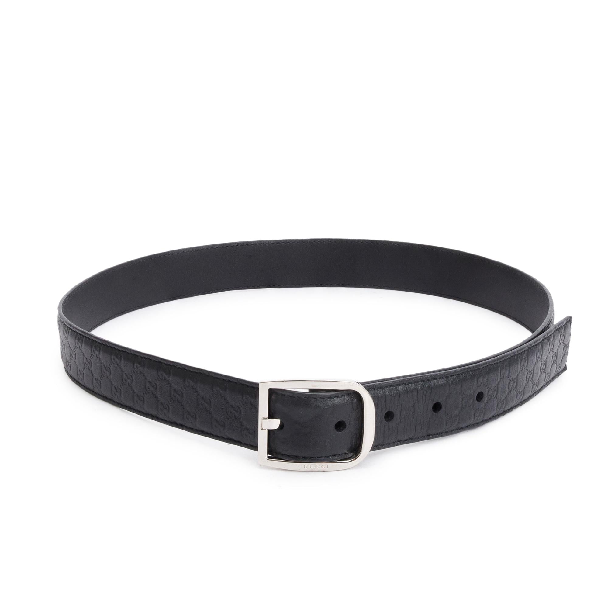 Gucci Black Microsguccissima Leather Tang Buckle 30 MM Belt 85 34