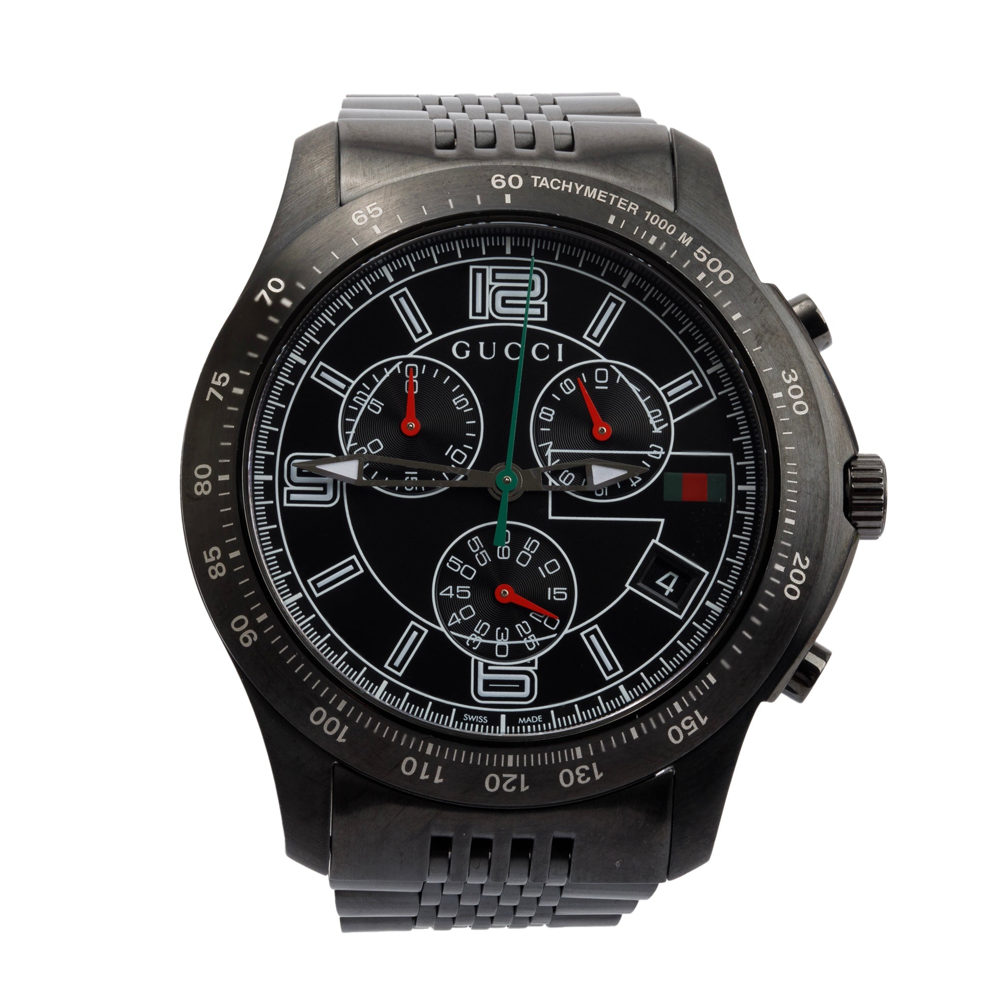 Gucci Black PVD Stainless Steel G-Timeless Chronograph 46 MM Watch w/ Box