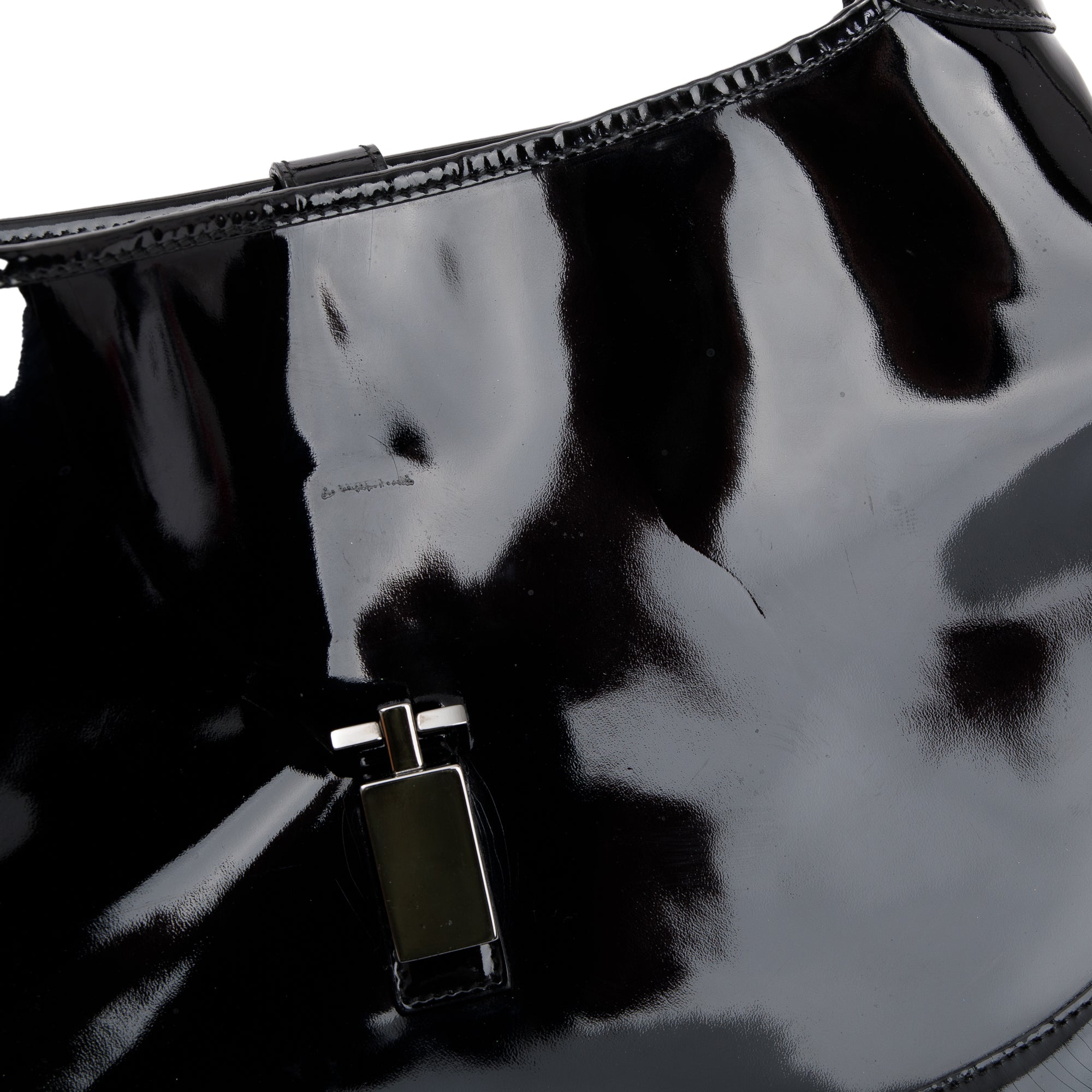 Gucci Black Patent Leather Medium Jackie Hobo Bag