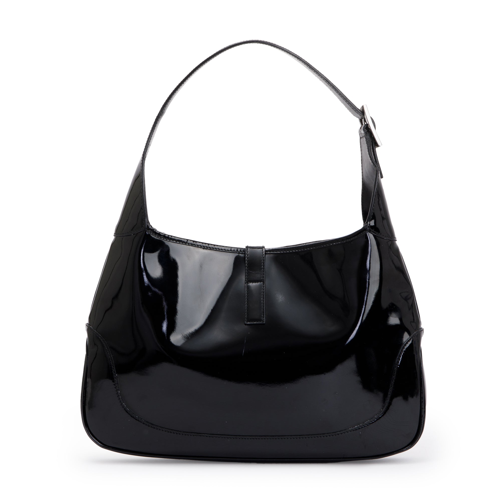 Gucci Black Patent Leather Medium Jackie Hobo Bag