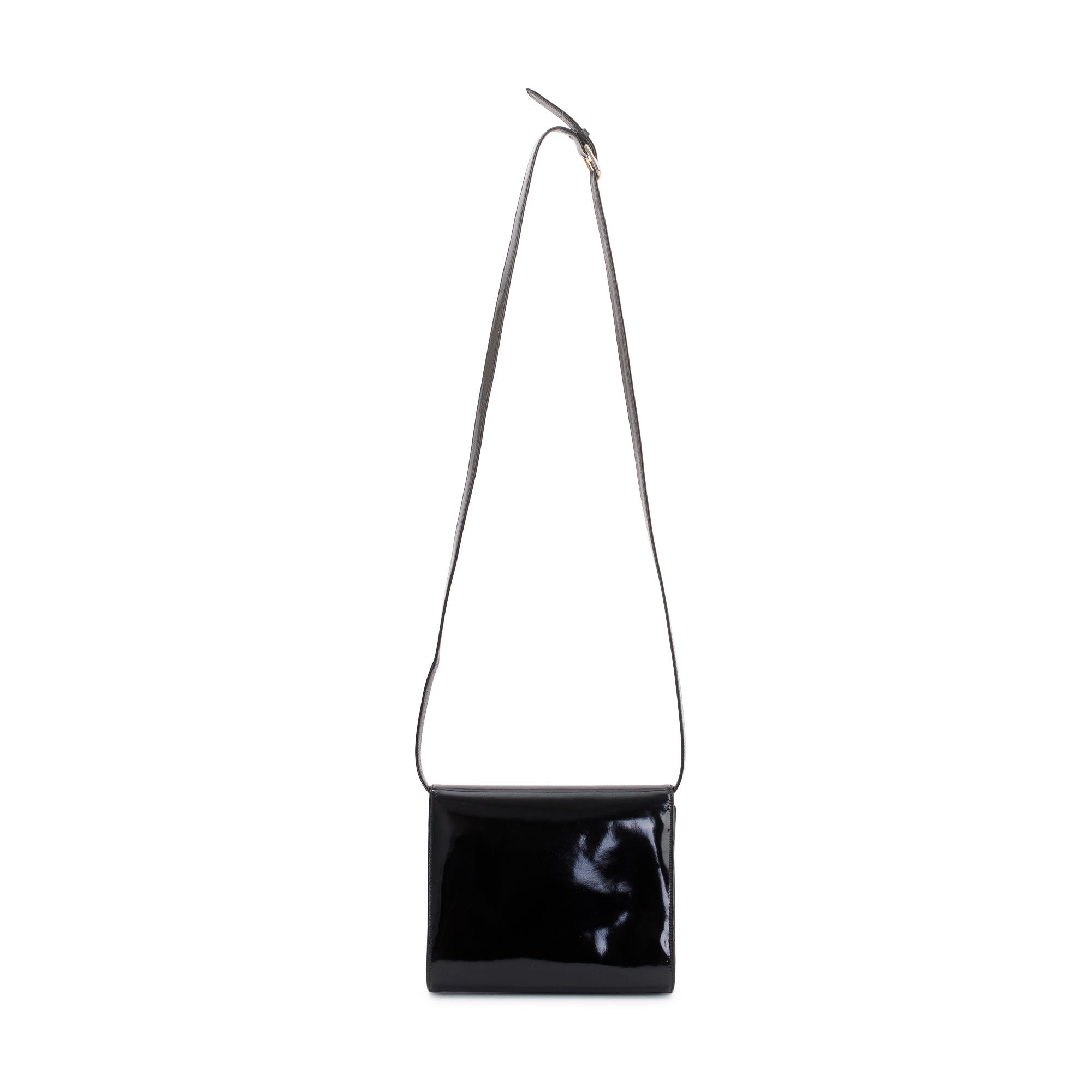 Gucci Black Patent Leather Vintage Crossbody Flap Bag