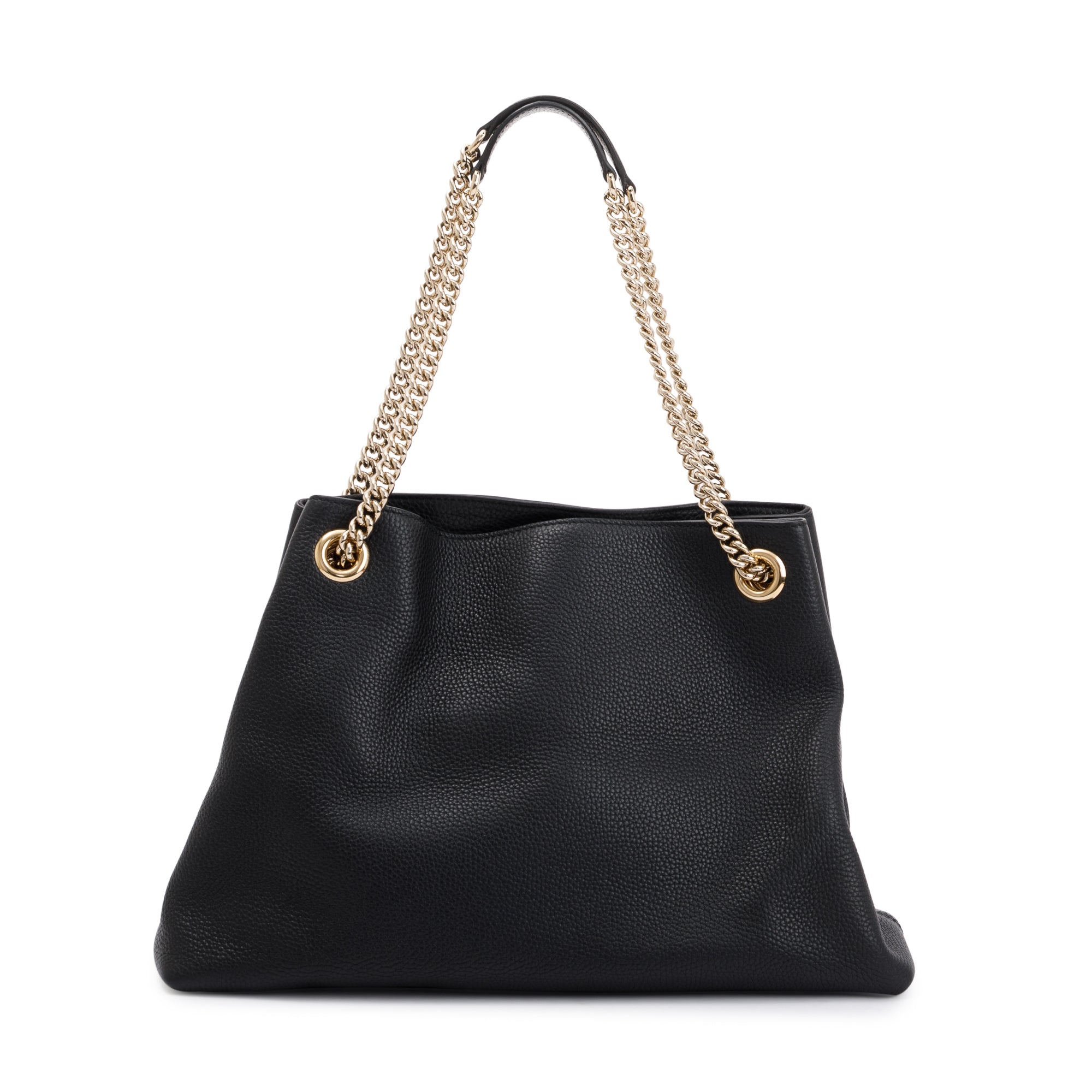 Gucci Black Pebbled Calfksin Leather Medium Soho Chain Tote