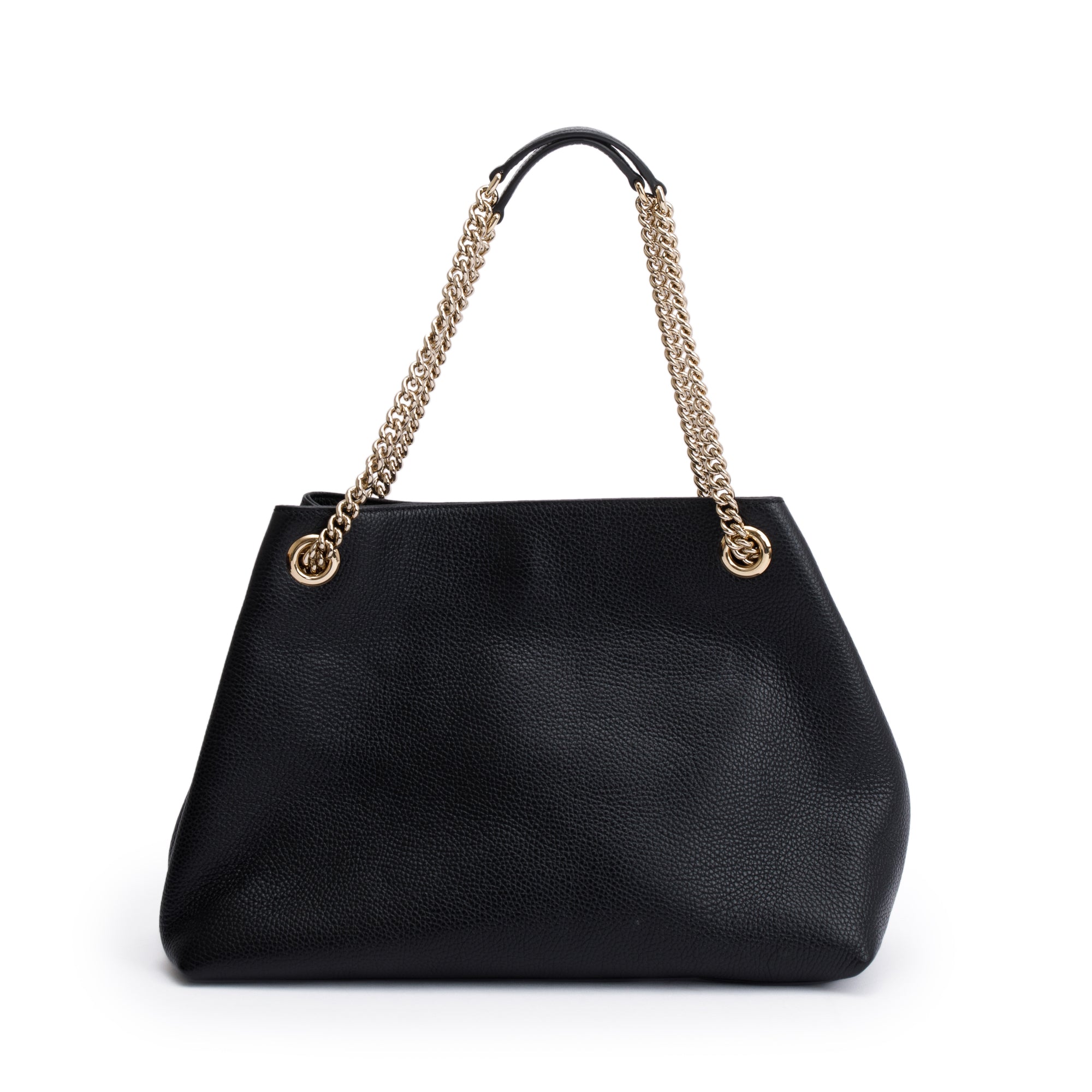 Gucci Black Pebbled Calfksin Leather Medium Soho Chain Tote