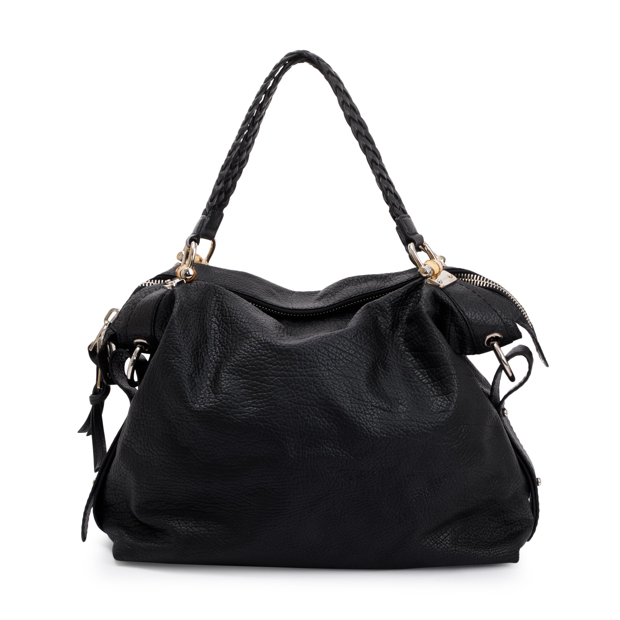 Gucci Black Pebbled Calfskin Leather Large Bamboo Bar Tote