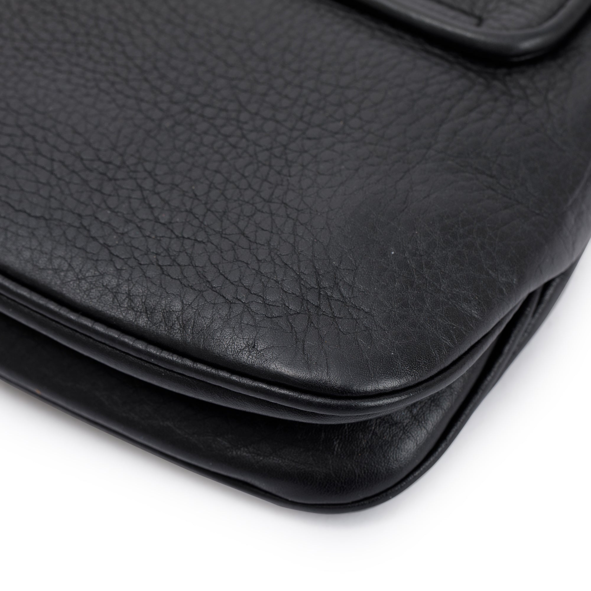 Gucci Black Pebbled Calfskin Leather Small 1973 Chain Shoulder Bag