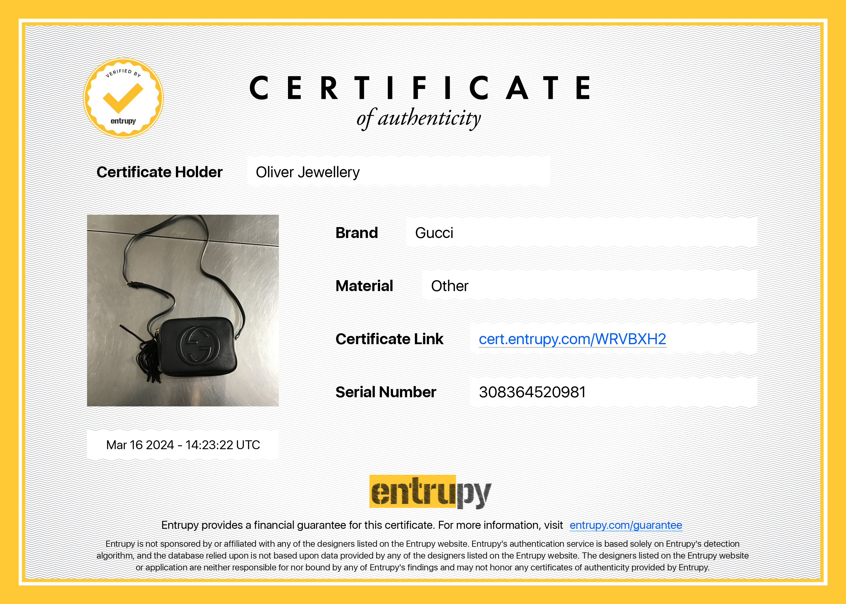 Gucci Black Pebbled Calfskin Leather Small Soho Disco Bag