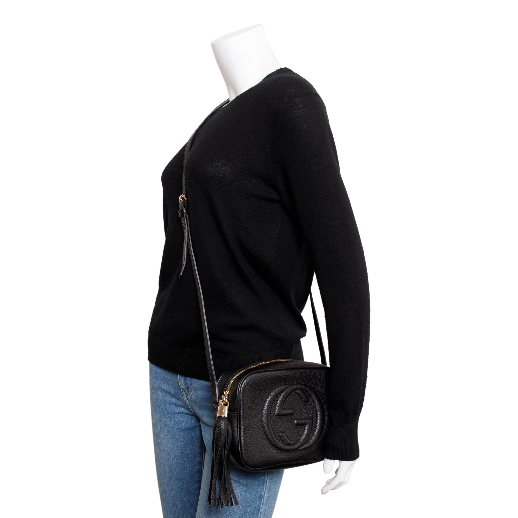 Gucci Black Pebbled Calfskin Leather Small Soho Disco Bag