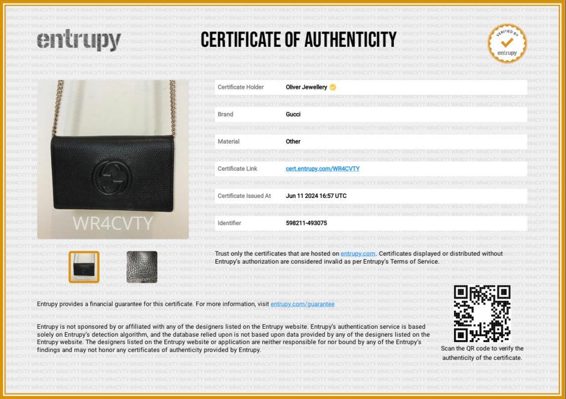 Gucci Black Pebbled Calfskin Soho Wallet On Chain w/ Box