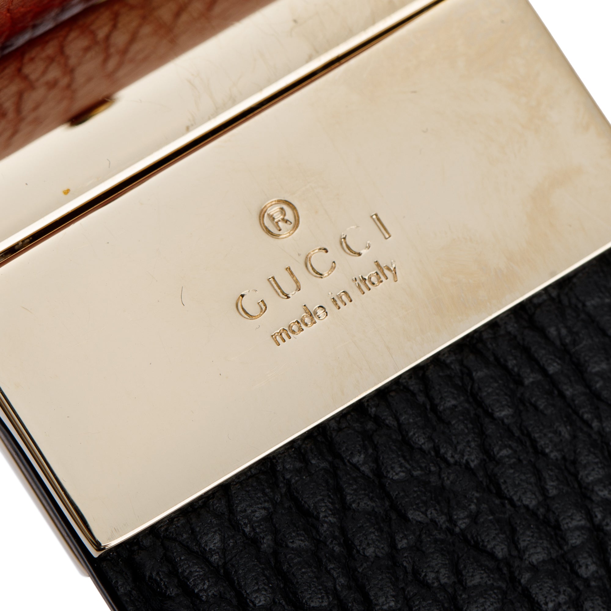 Gucci Black & Red Calfskin Leather 1973 Reversible Leather Belt