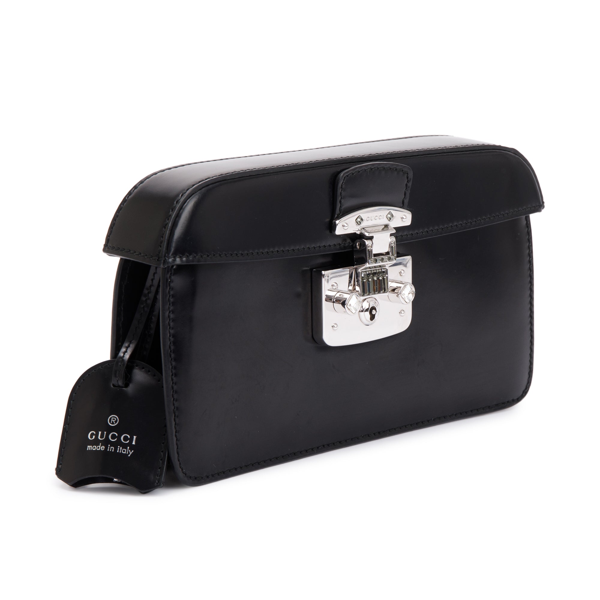 Gucci Black Regent Calfskin Leather Lady Lock Small Briefcase Clutch