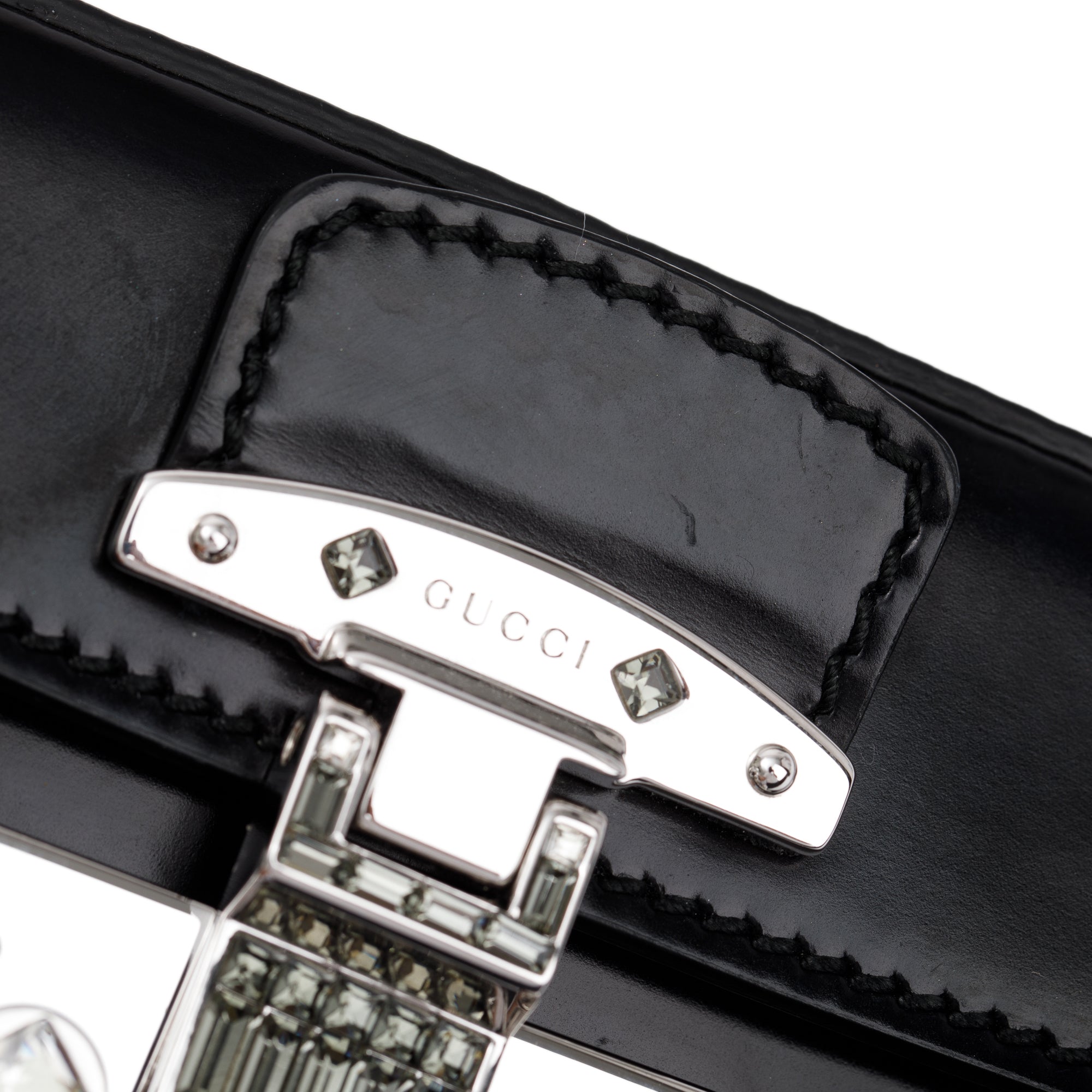 Gucci Black Regent Calfskin Leather Lady Lock Small Briefcase Clutch