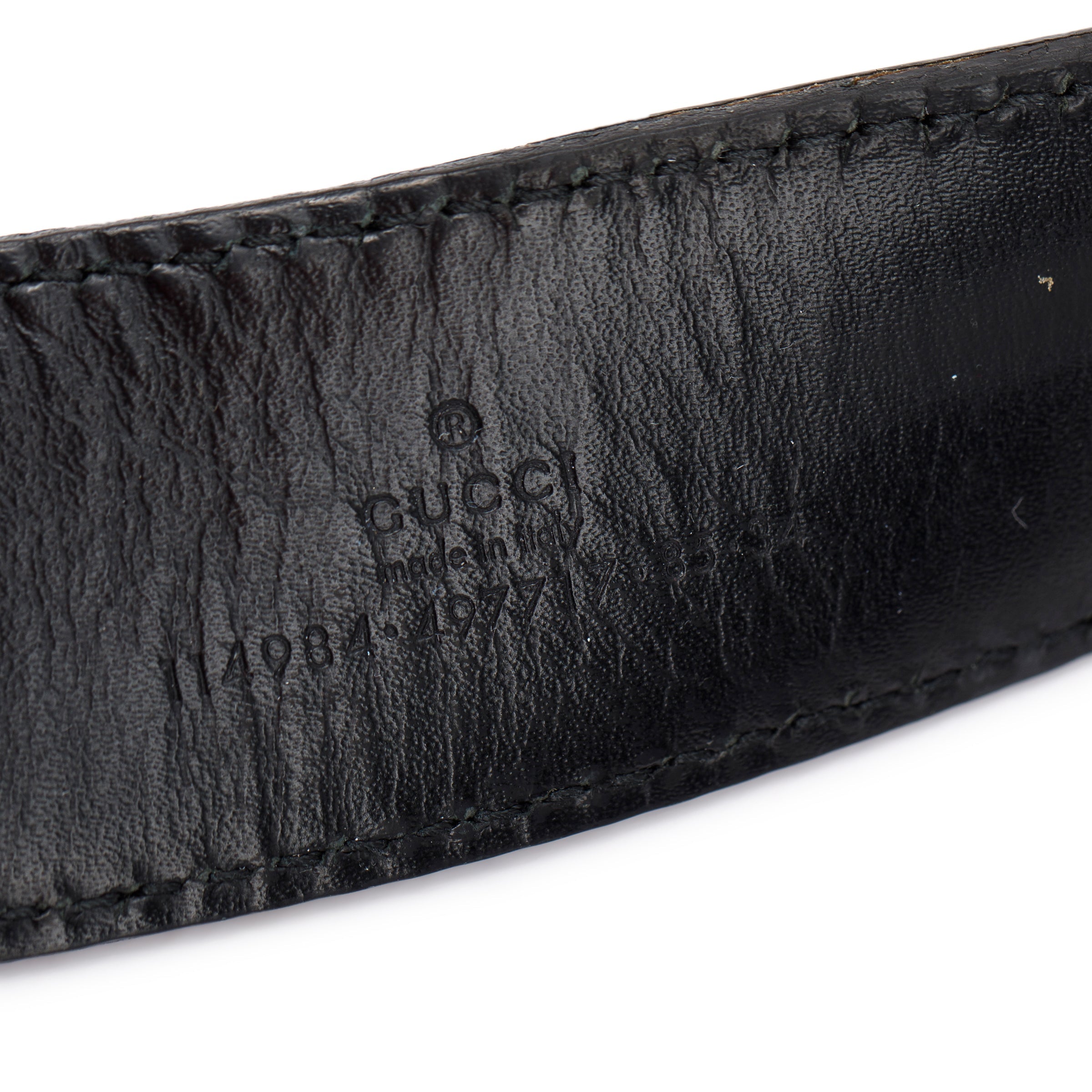 Gucci Black Signature Leather Belt with Double G Buckle, Size 85 34