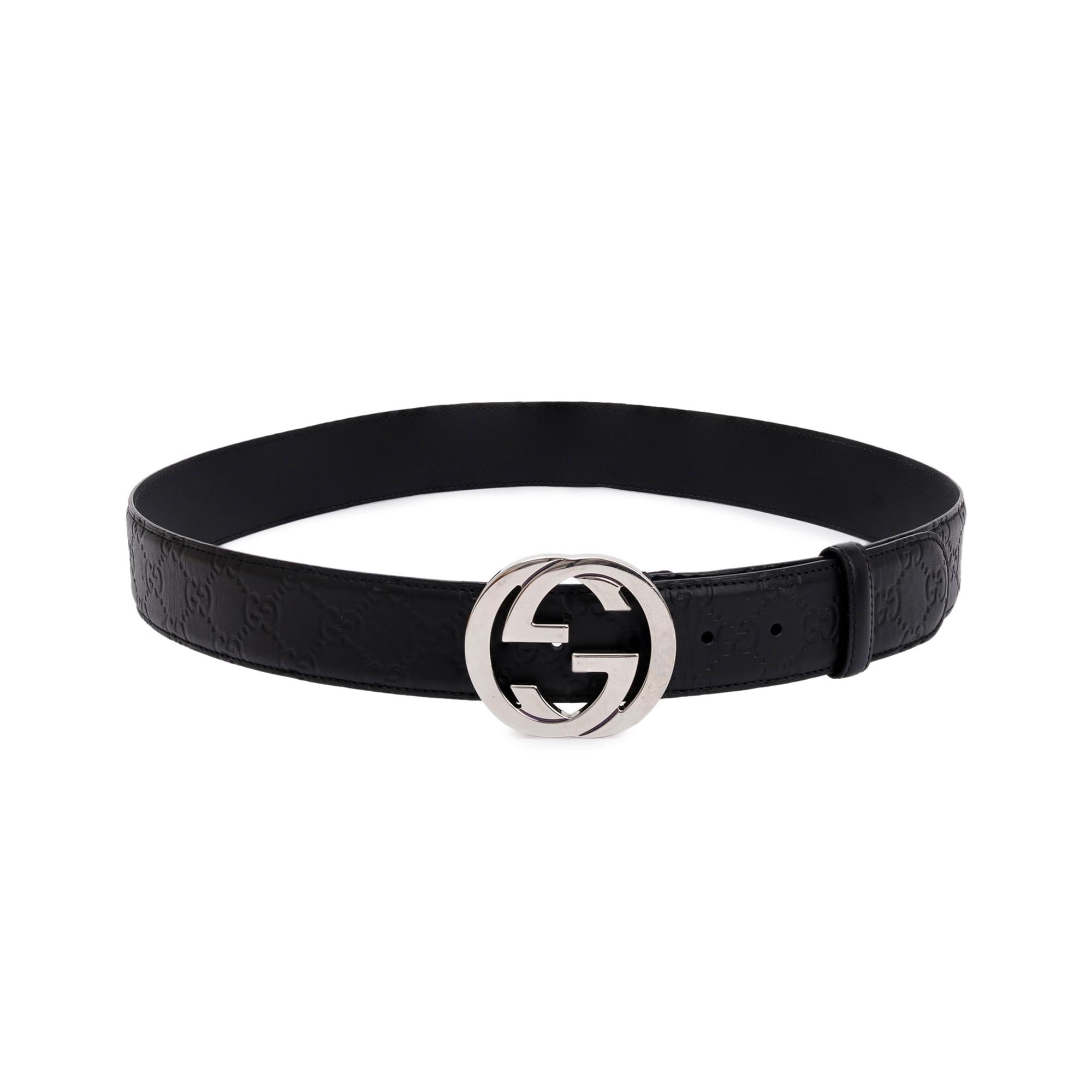 Gucci Black Signature Leather Belt with G Buckle