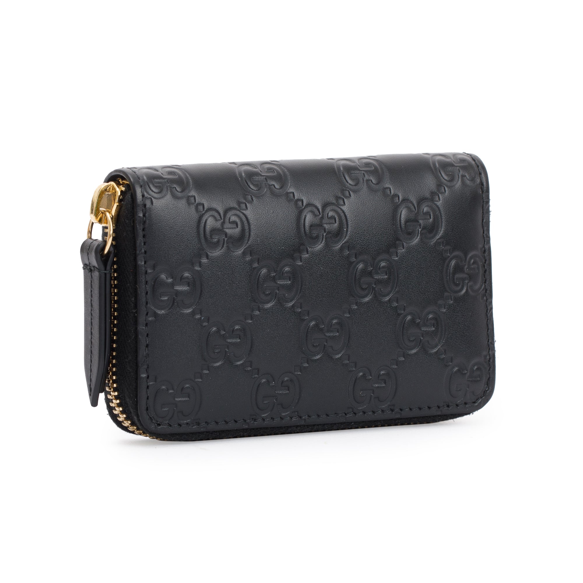 Gucci Black Signature Leather Card Case w/ Box