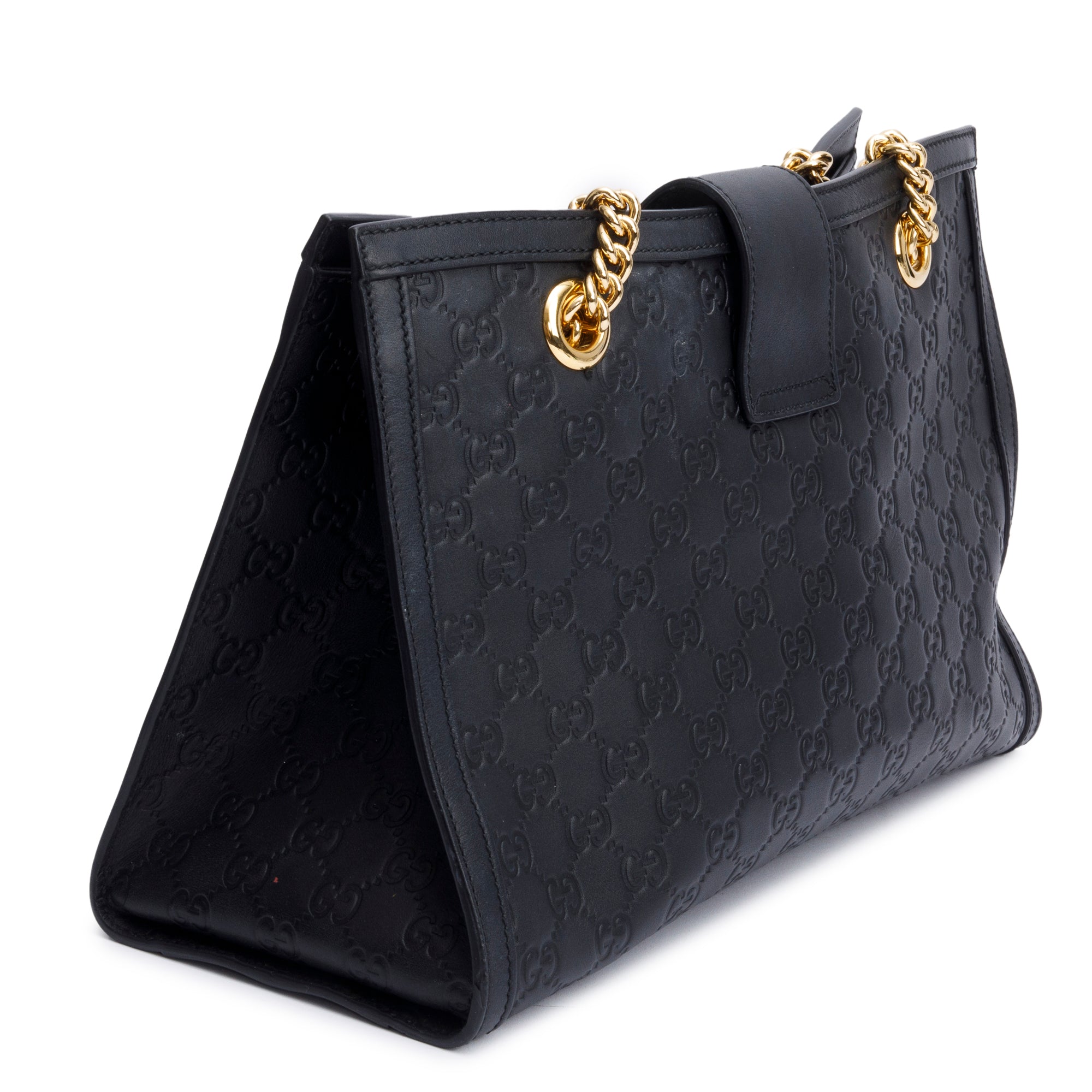 Gucci Black Signature Leather Medium Padlock Shoulder Bag