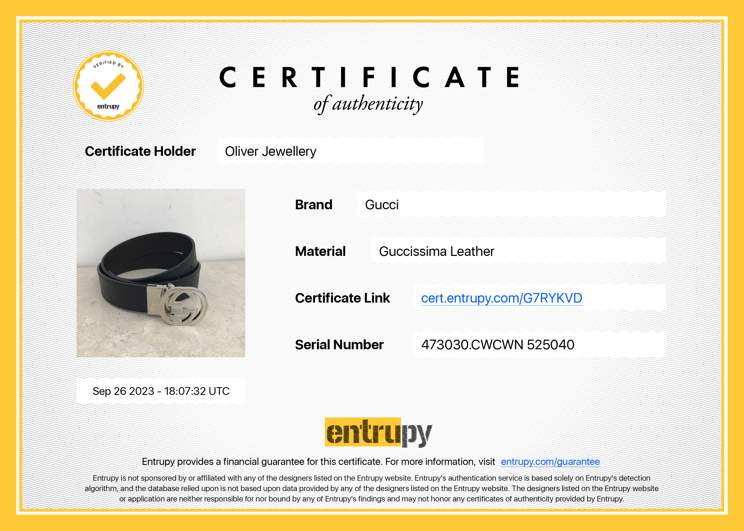 Gucci Black Signature Leather Reversible Belt