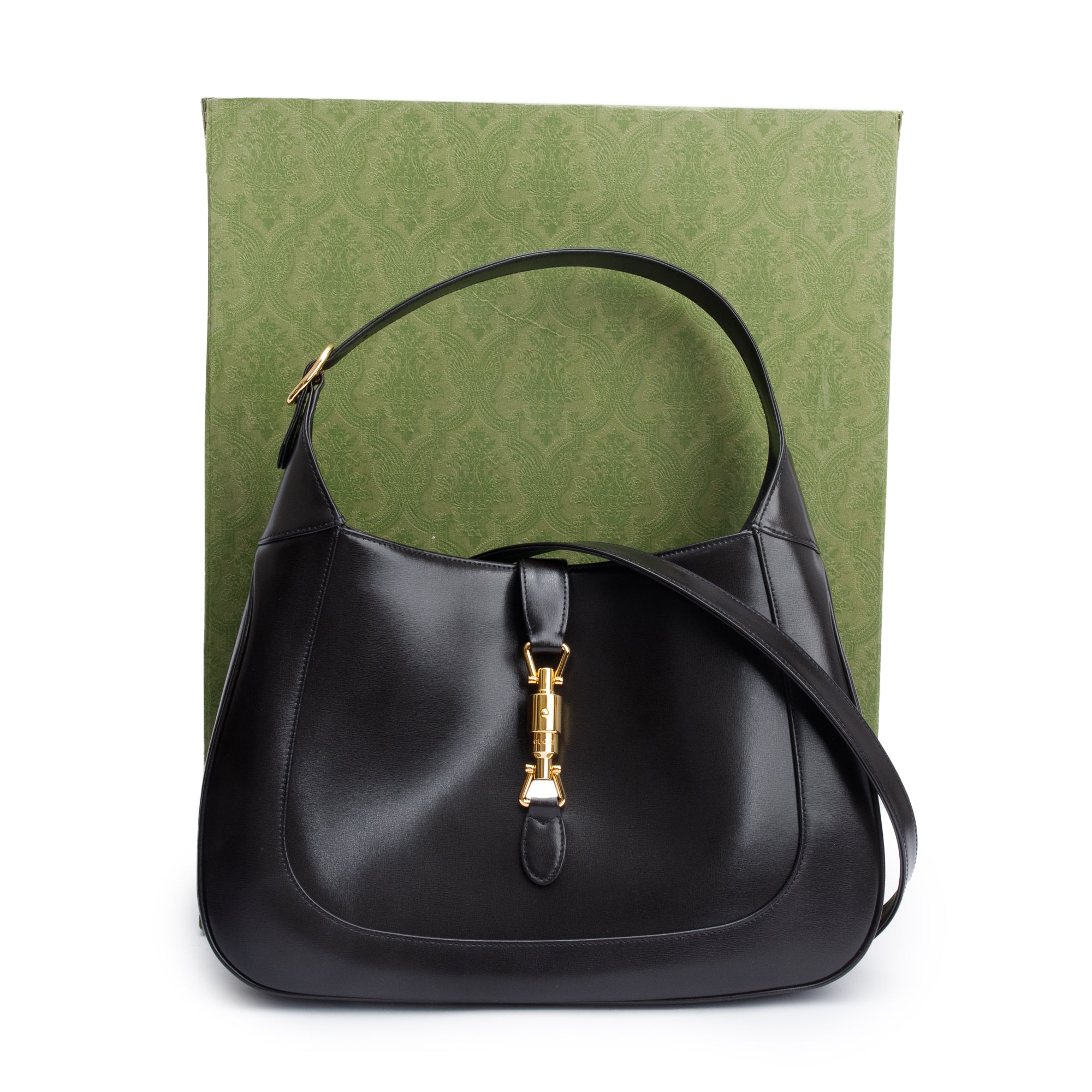 Gucci Black Smooth Leather Jackie 1961 Medium Shoulder Bag w/ Box