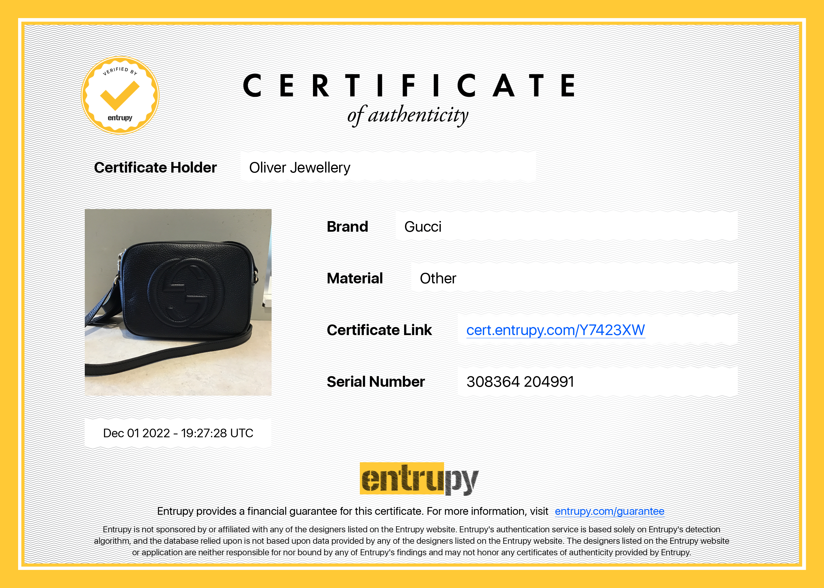 Gucci Black Soho Small Leather Disco Bag w/ Box