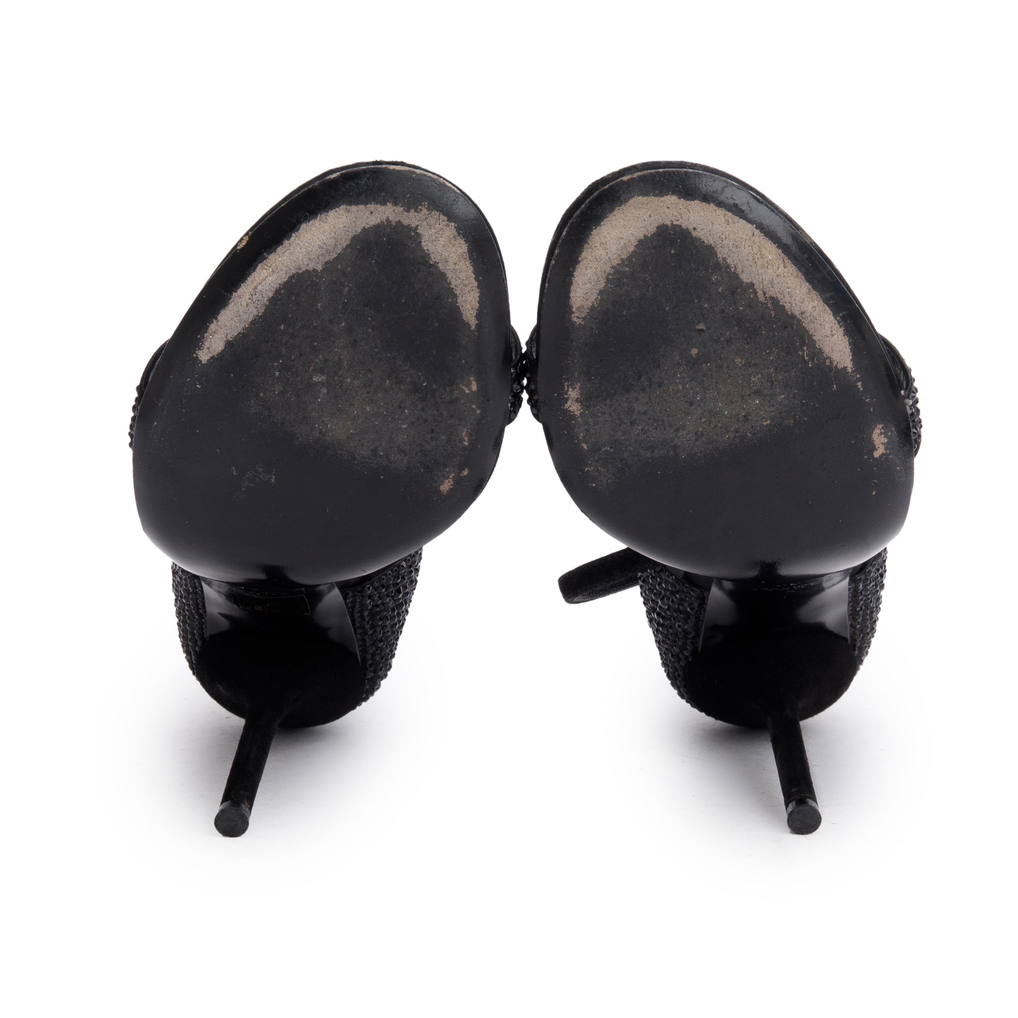 Gucci Black Suede Crystal Embellishments Sandals, Size 36