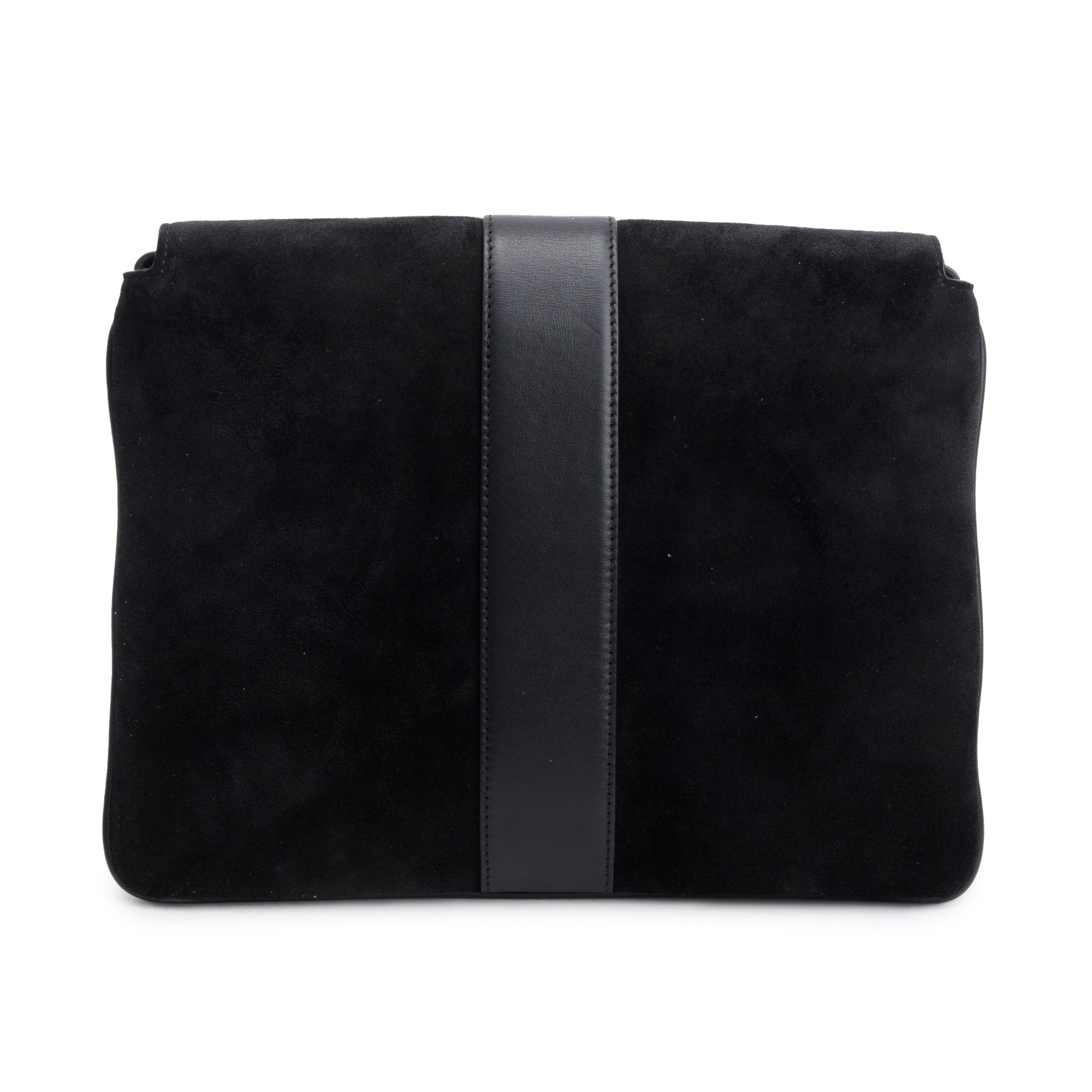 Gucci Black Suede Medium Arli Flap Shoulder Bag w/ Strap