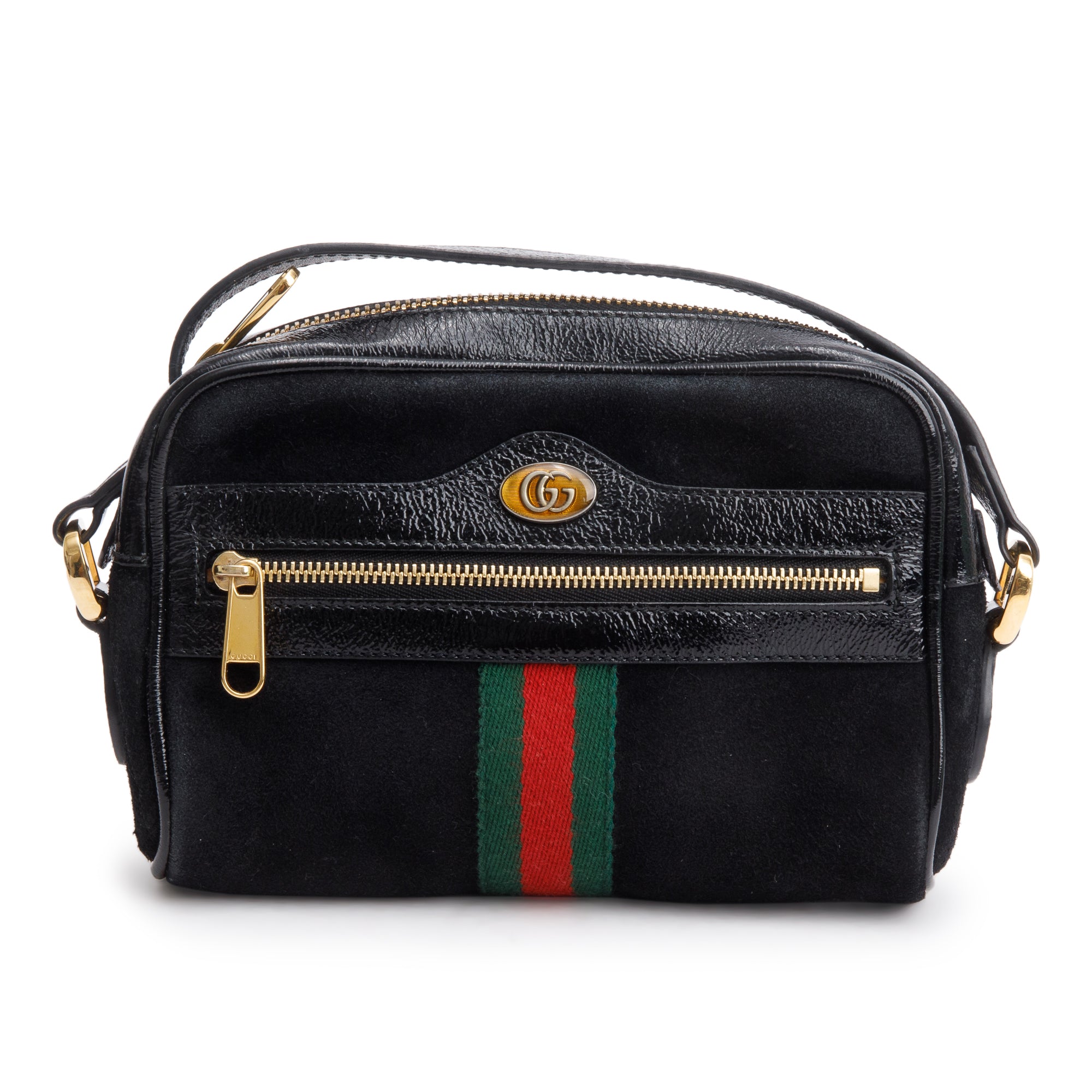 Gucci Black Suede Web Mini Ophidia Crossbody Bag