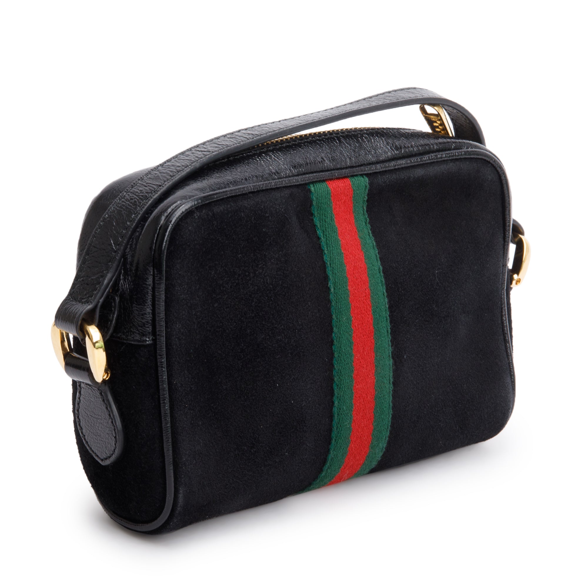 Gucci Black Suede Web Mini Ophidia Crossbody Bag