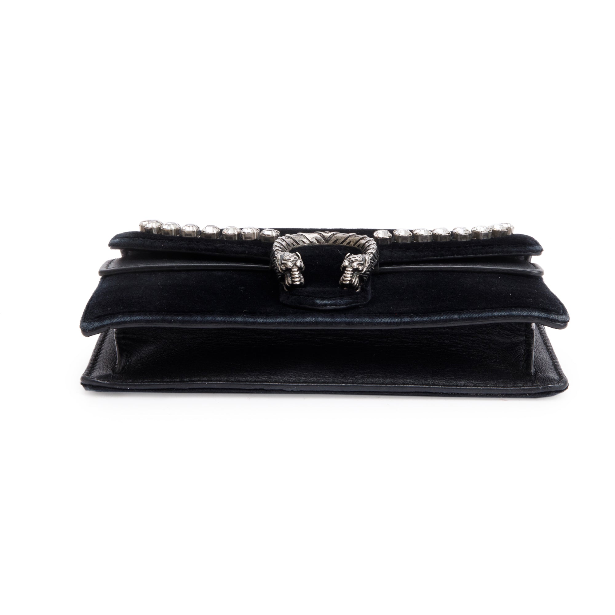 Gucci Black Velvet Crystal Embellished Dionysus Super Mini Bag