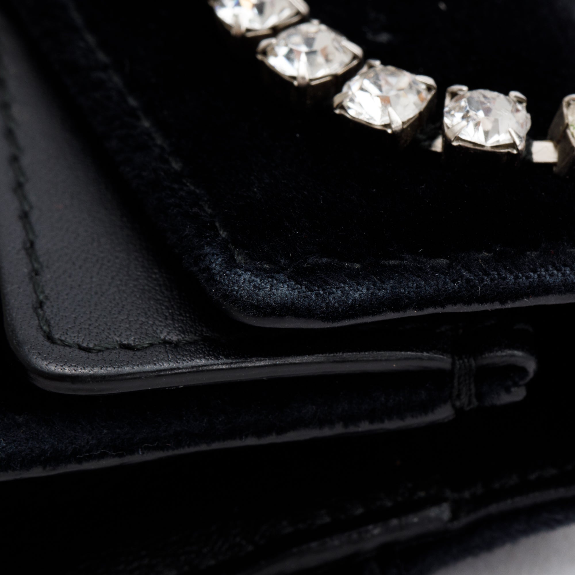 Gucci Black Velvet Crystal Embellished Dionysus Super Mini Bag