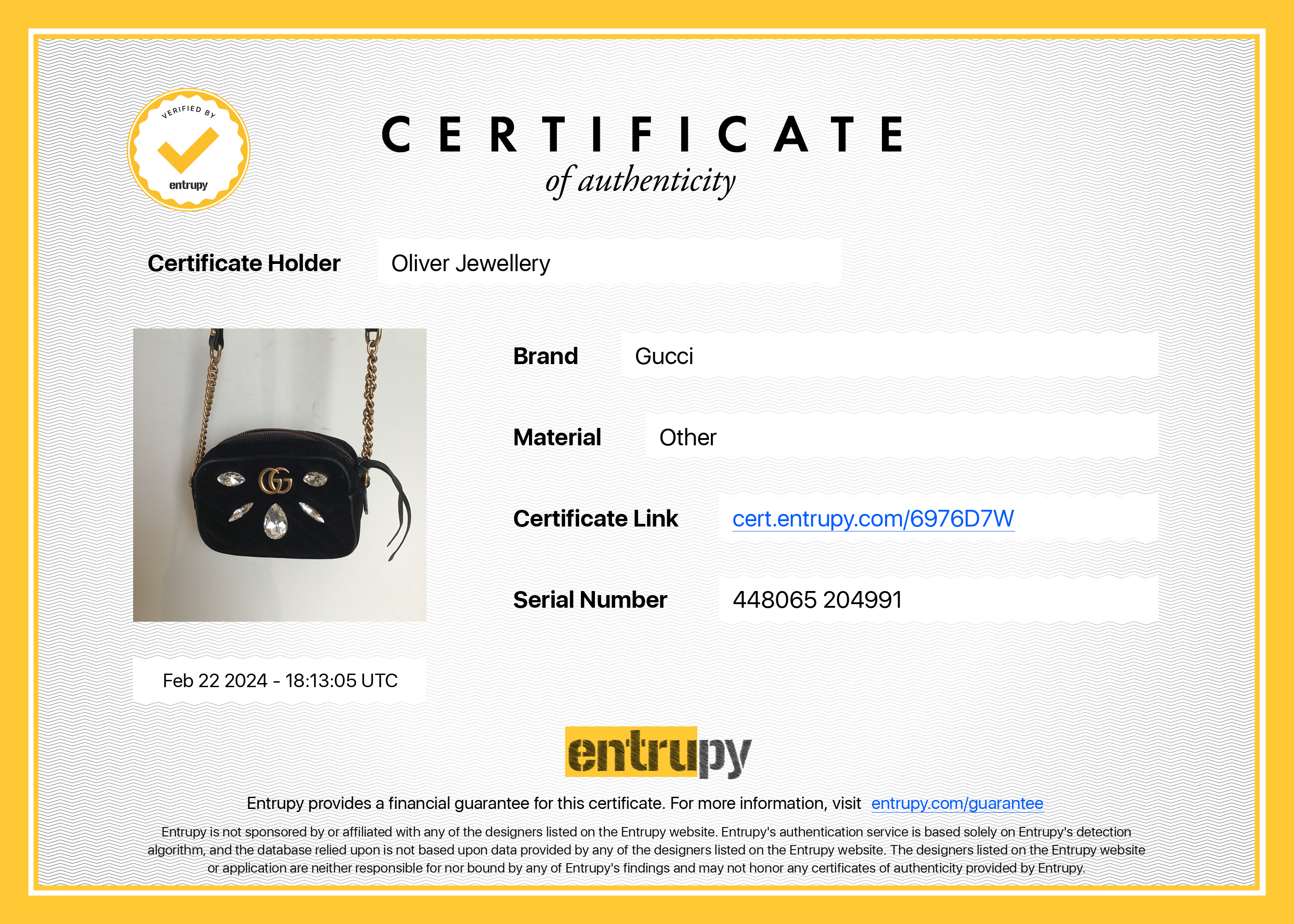 Gucci Black Velvet GG Marmont Matelasse Crystal Mini Shoulder Bag w/ Box & Receipt