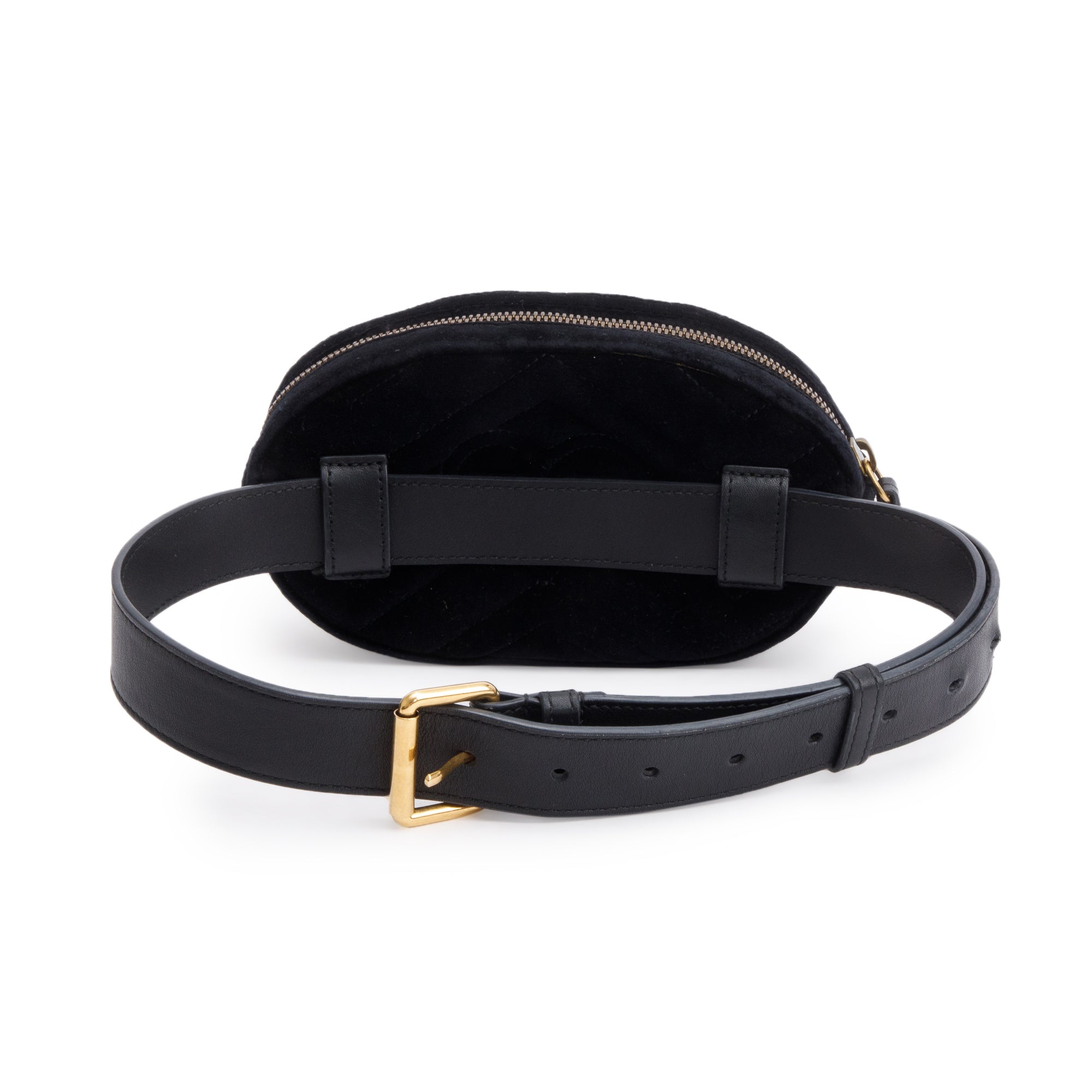Gucci Black Velvet Matelasse GG Marmont Belt Bag, Size 75 30