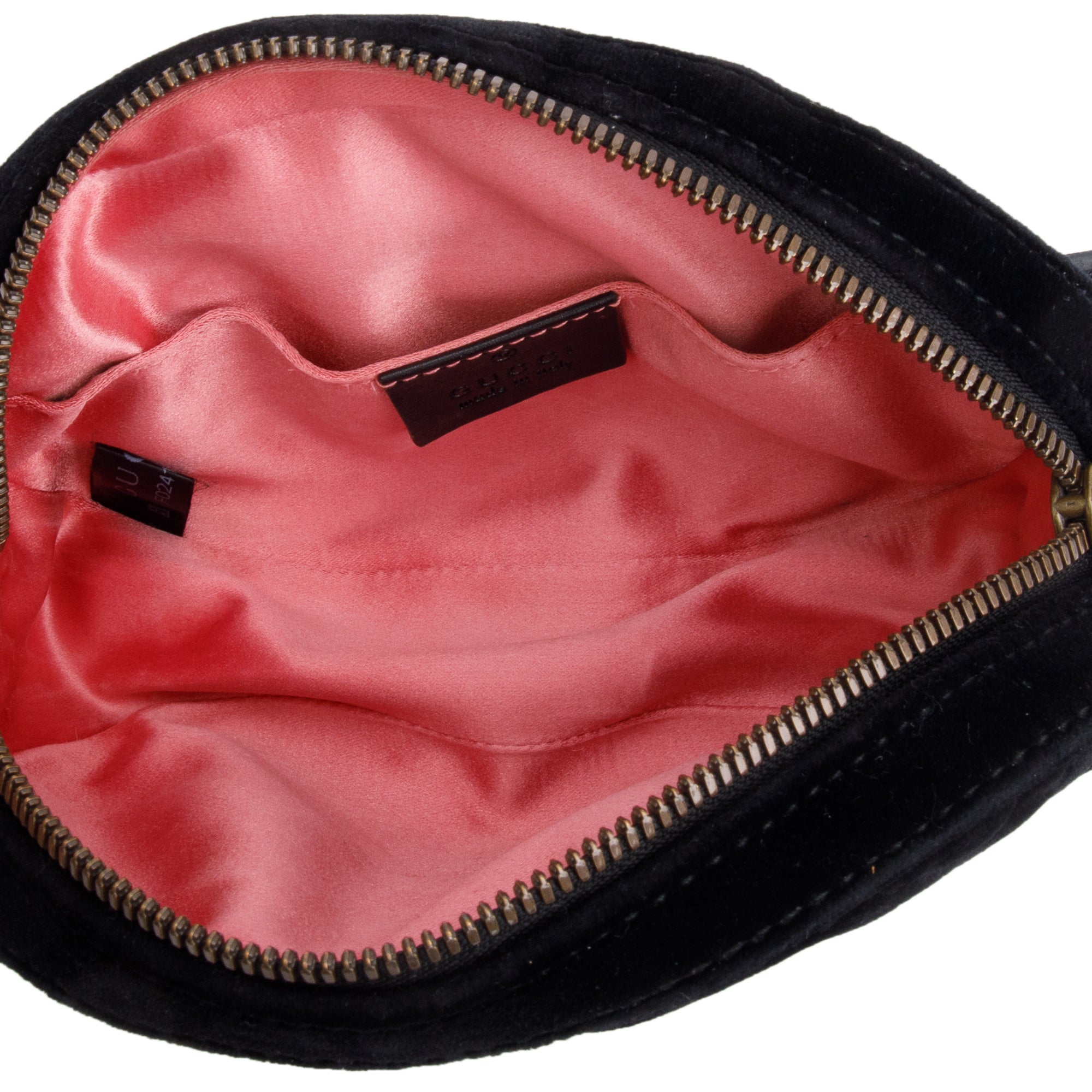 Gucci Black Velvet Matelasse GG Marmont Belt Bag, Size 75 30