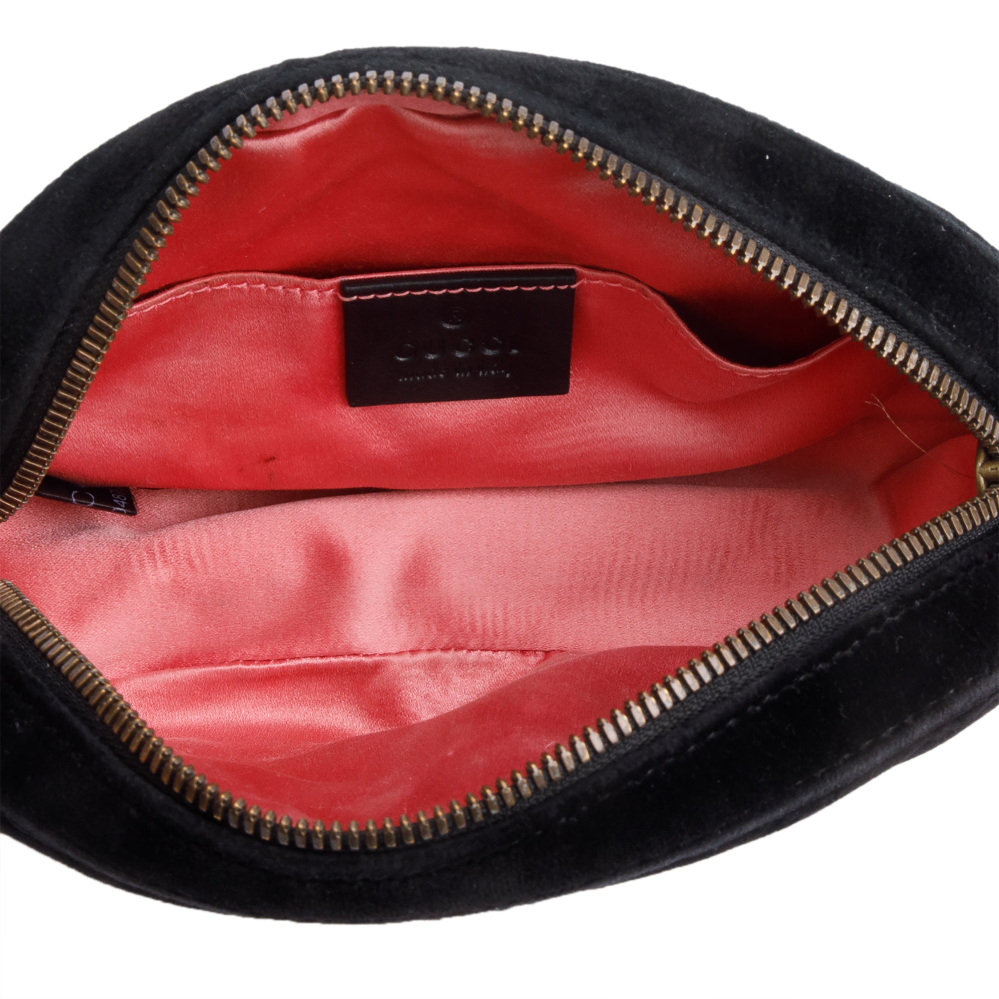 Gucci Black Velvet Matelasse GG Marmont Belt Bag, Size 85 35