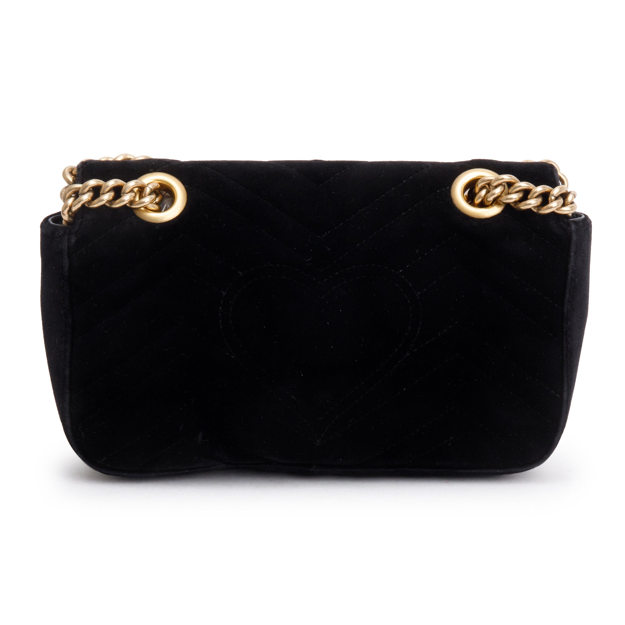 Gucci Black Velvet Matelasse GG Marmont Mini Shoulder Bag