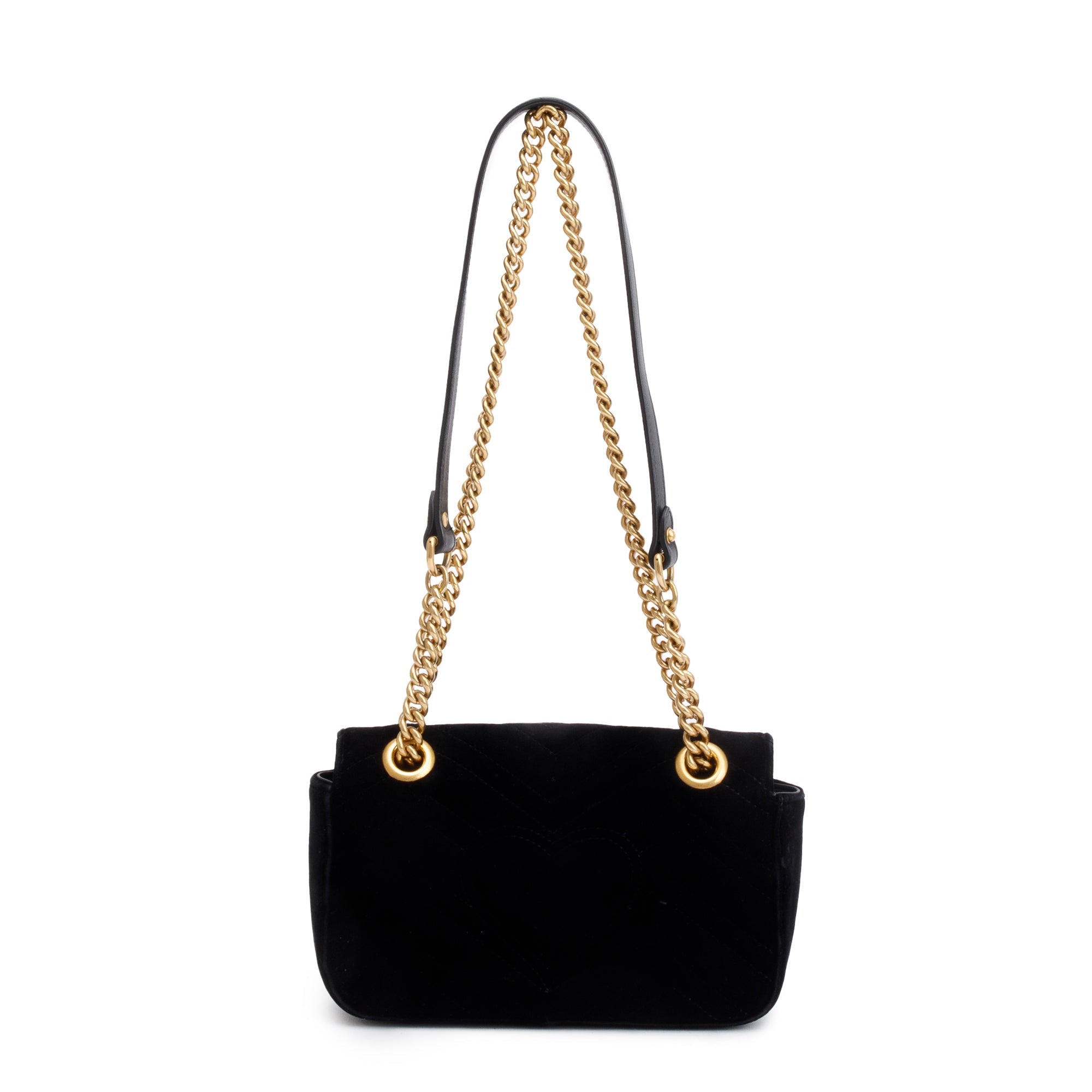 Gucci Black Velvet Matelasse GG Marmont Mini Shoulder Bag