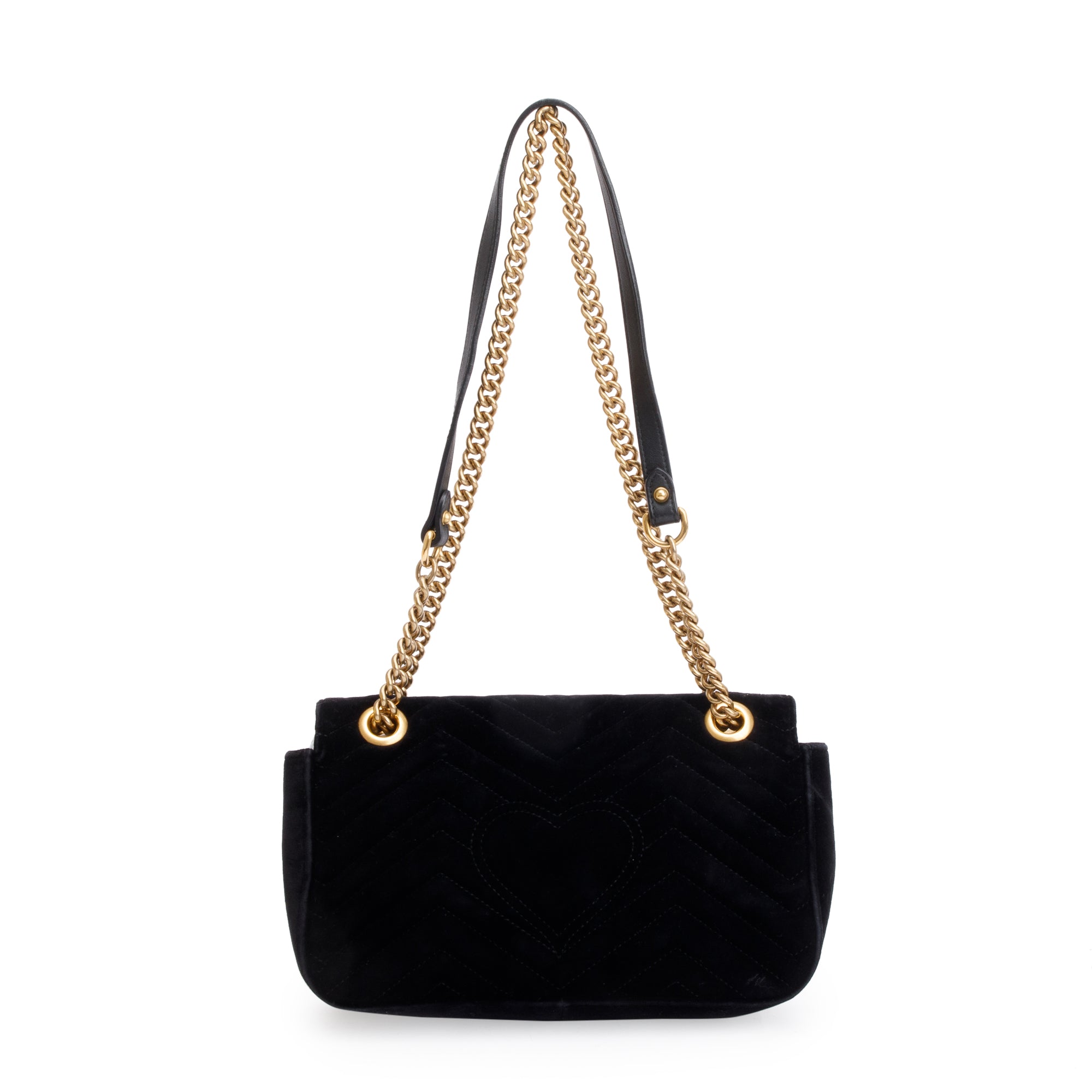 Gucci Black Velvet Matelasse GG Marmont Small Shoulder Bag