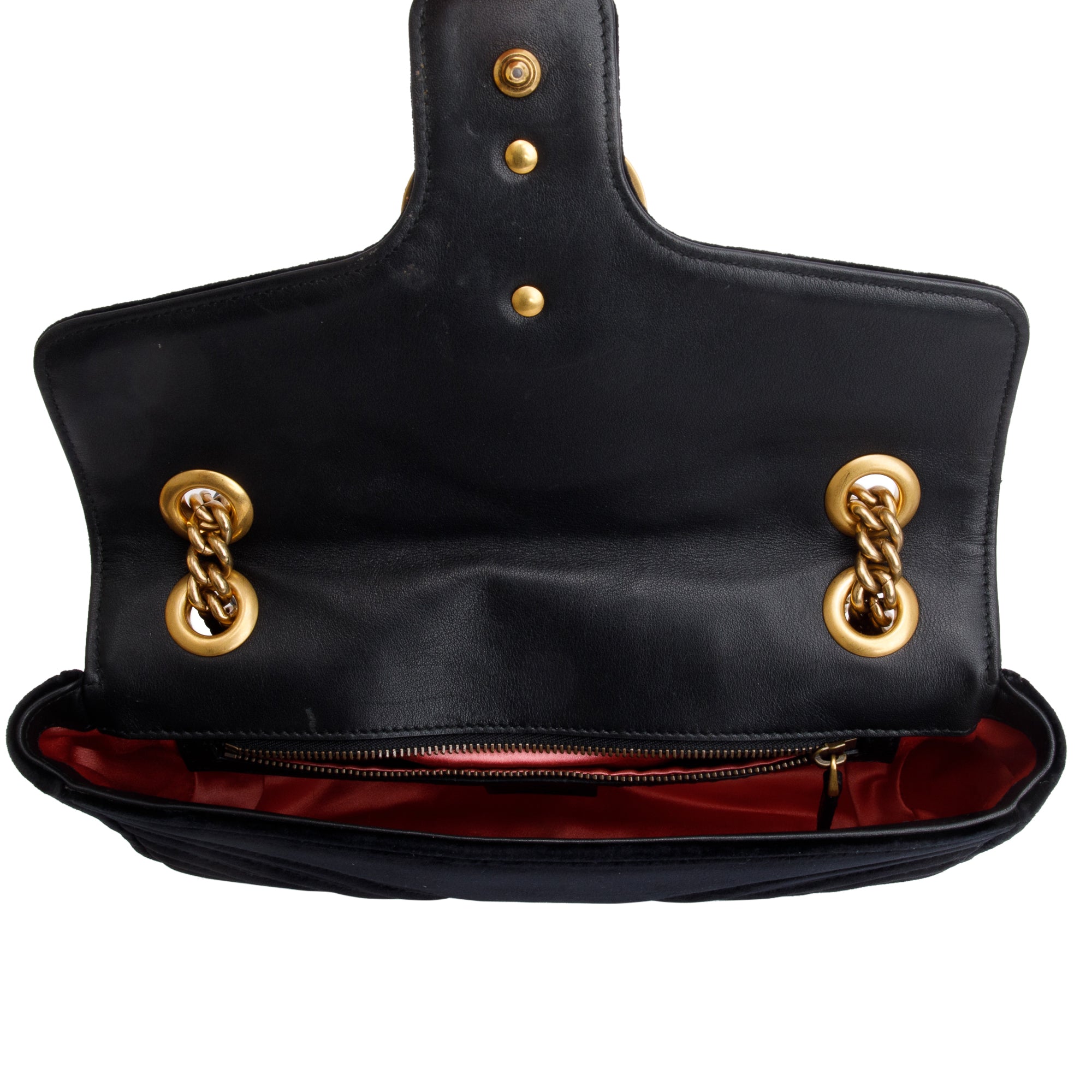 Gucci Black Velvet Matelasse GG Marmont Small Shoulder Bag