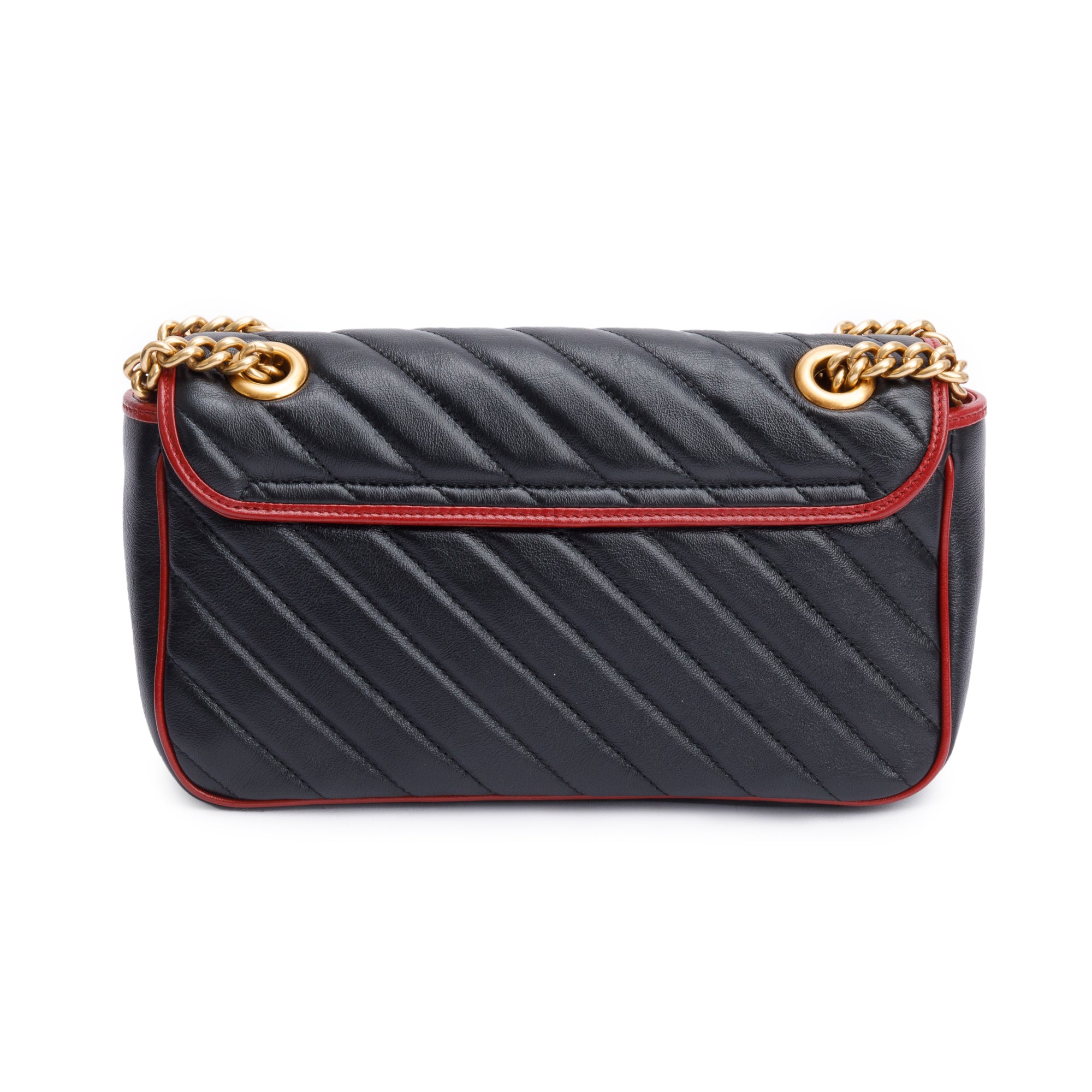 Gucci Black/Red GG Marmont Matelasse Leather Torchon Small Shoulder Bag