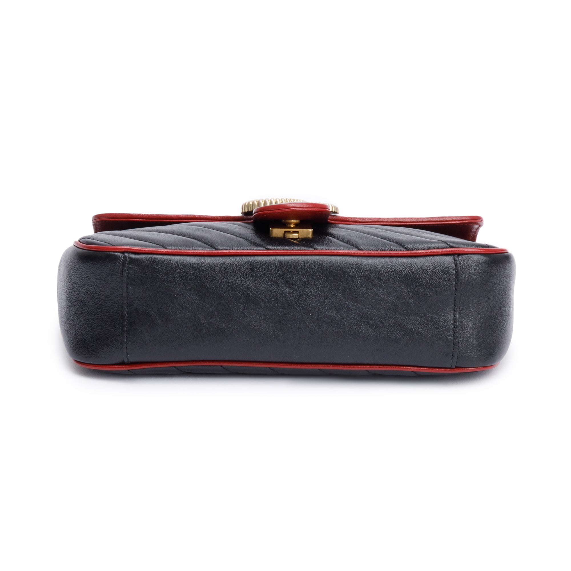 Gucci Black/Red GG Marmont Matelasse Leather Torchon Small Shoulder Bag